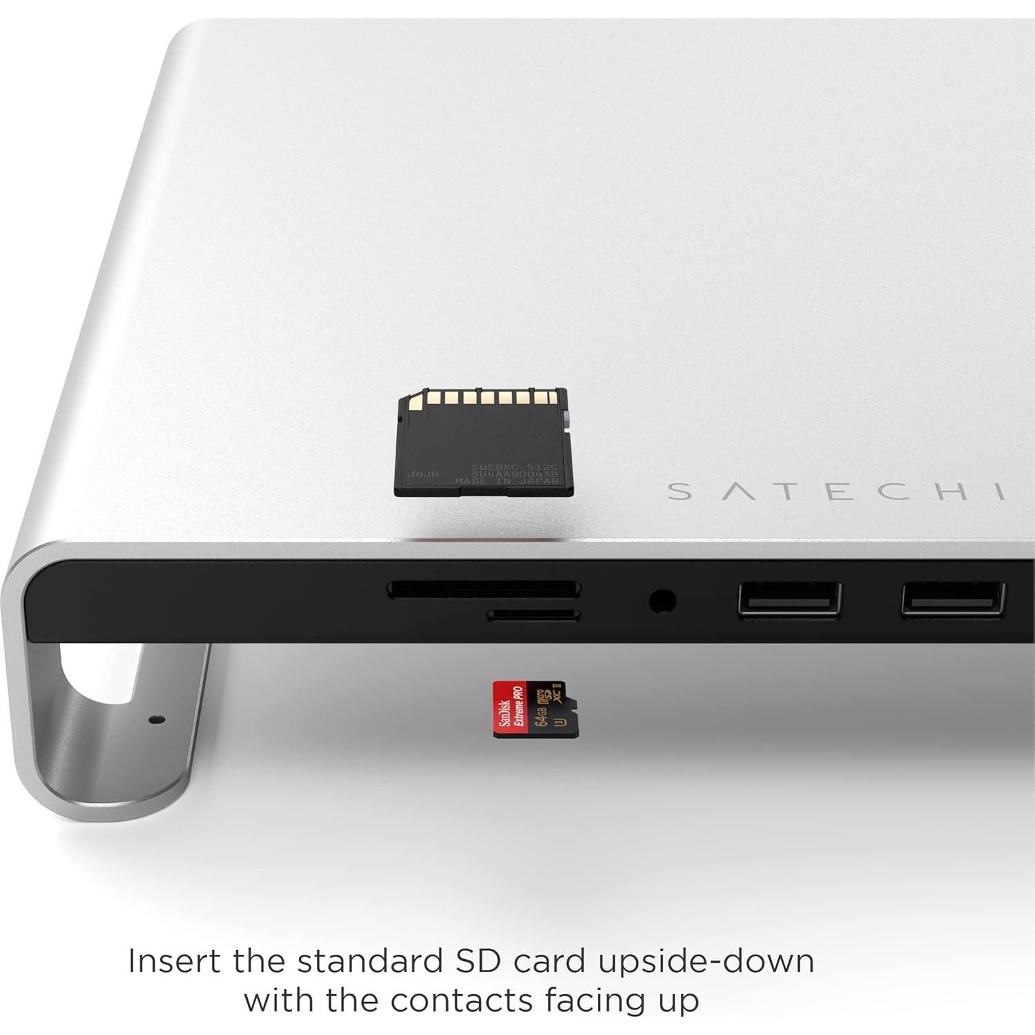 Soporte de Monitor de Aluminio Satechi Type-C con USB 3.0 Plata