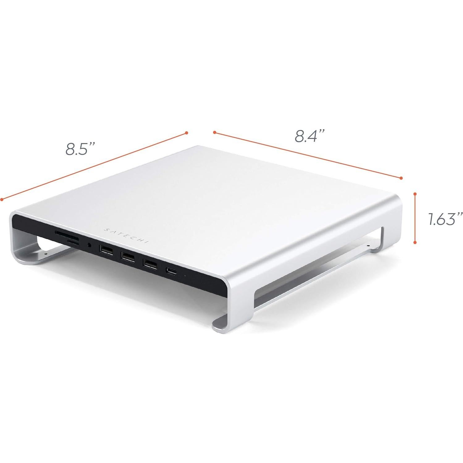 Soporte de Monitor de Aluminio Satechi Type-C con USB 3.0 Plata