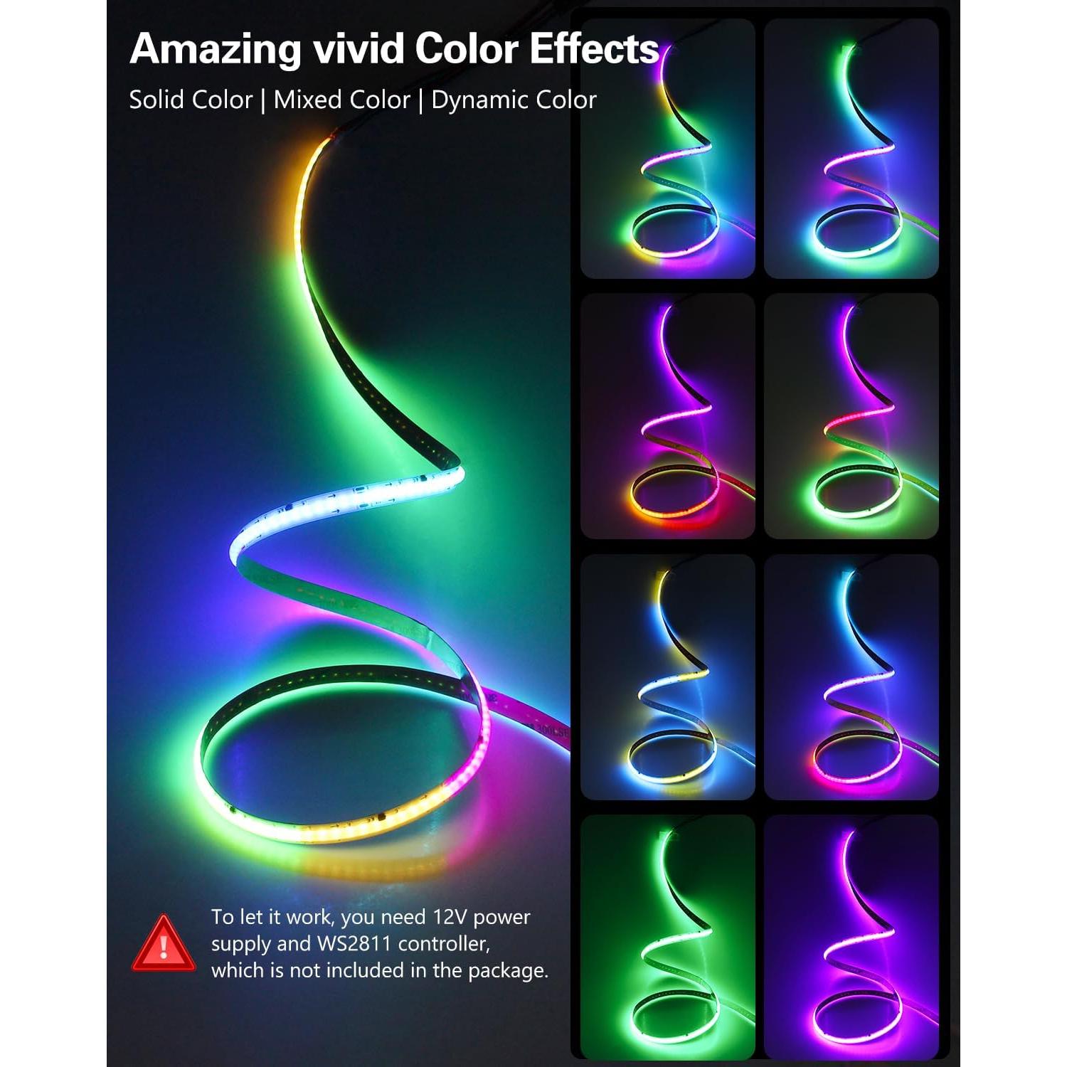 Tira de LED COB 12V ALITOVE 1m 576 LEDs RGB Direccionables