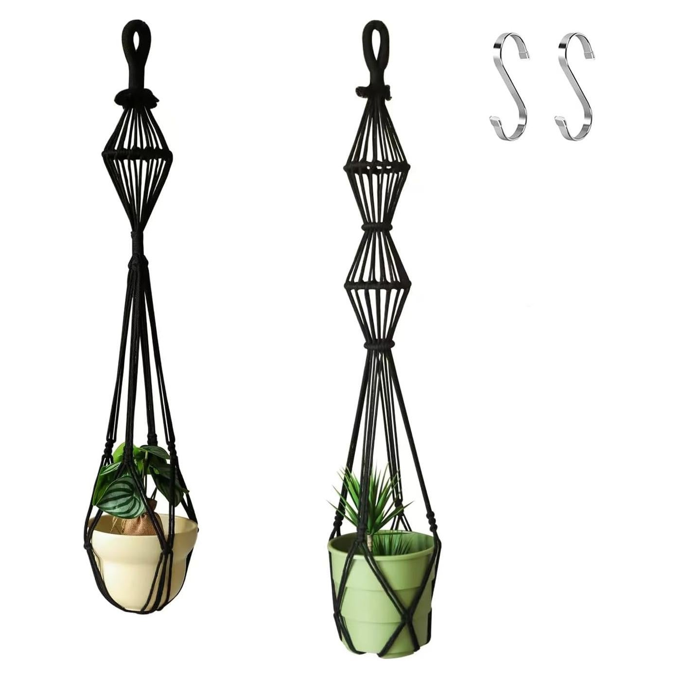 Soporte de Plantas de Macramé XINBOR 2 Pcs Colgante 88.9 cm