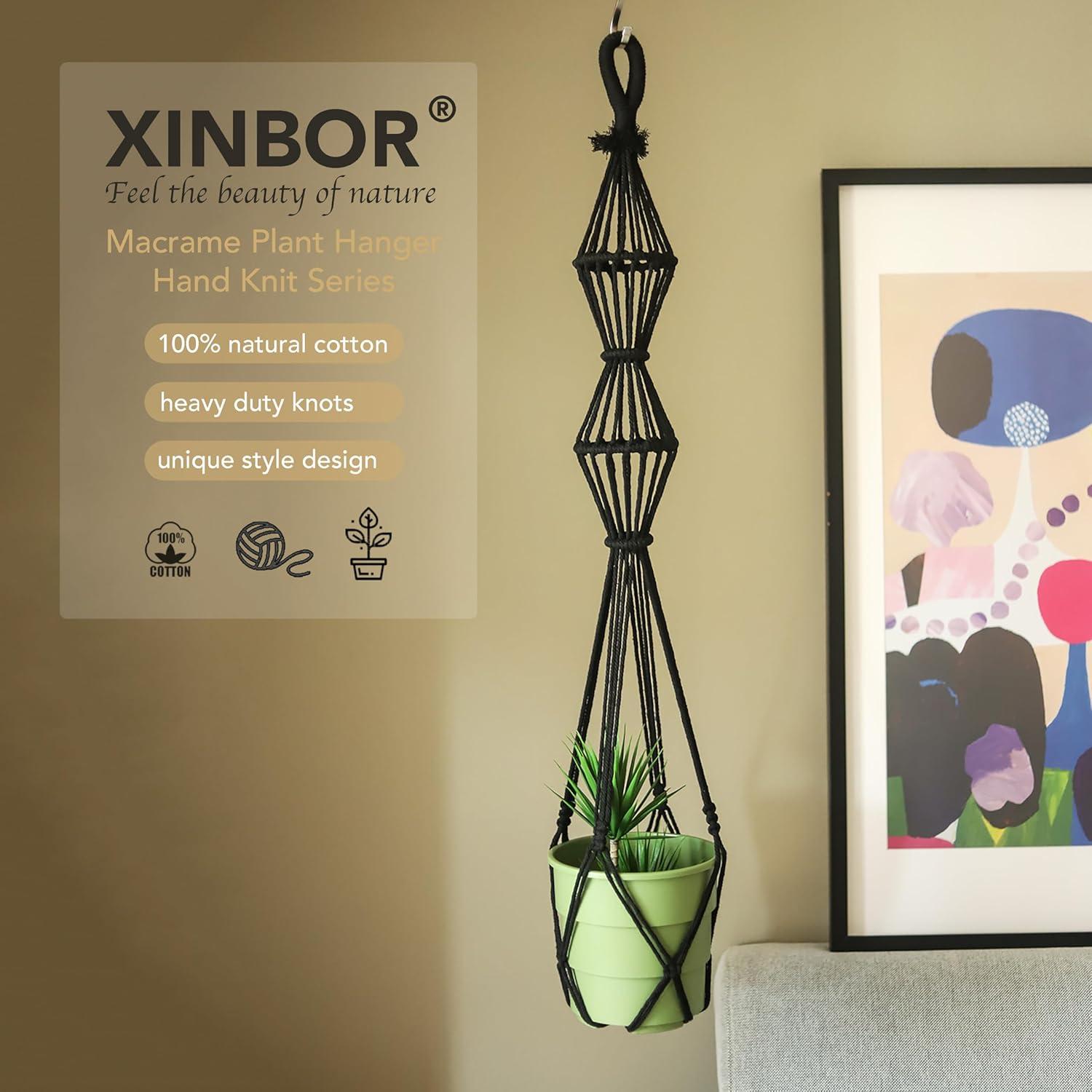Soporte de Plantas de Macramé XINBOR 2 Pcs Colgante 88.9 cm