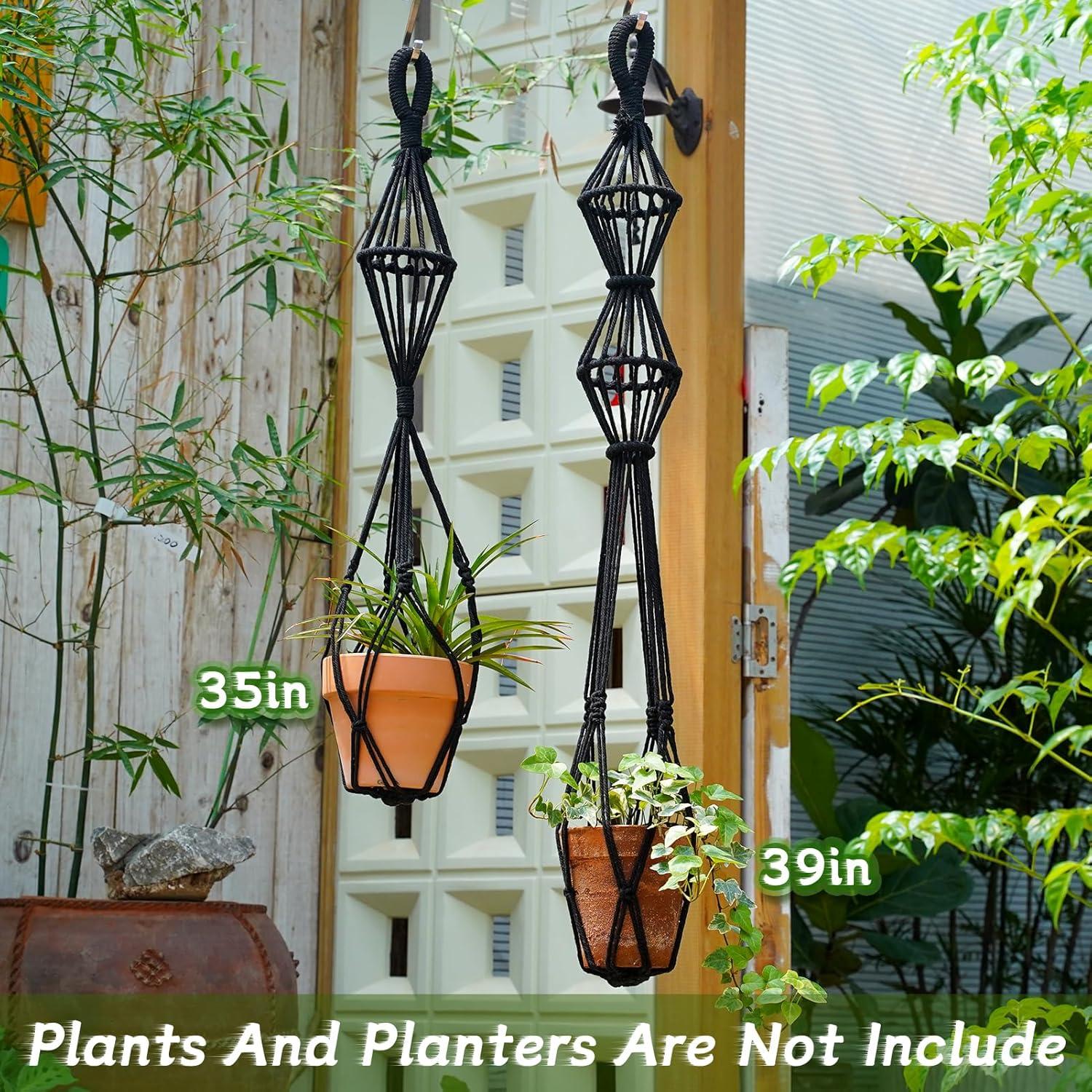 Soporte de Plantas de Macramé XINBOR 2 Pcs Colgante 88.9 cm