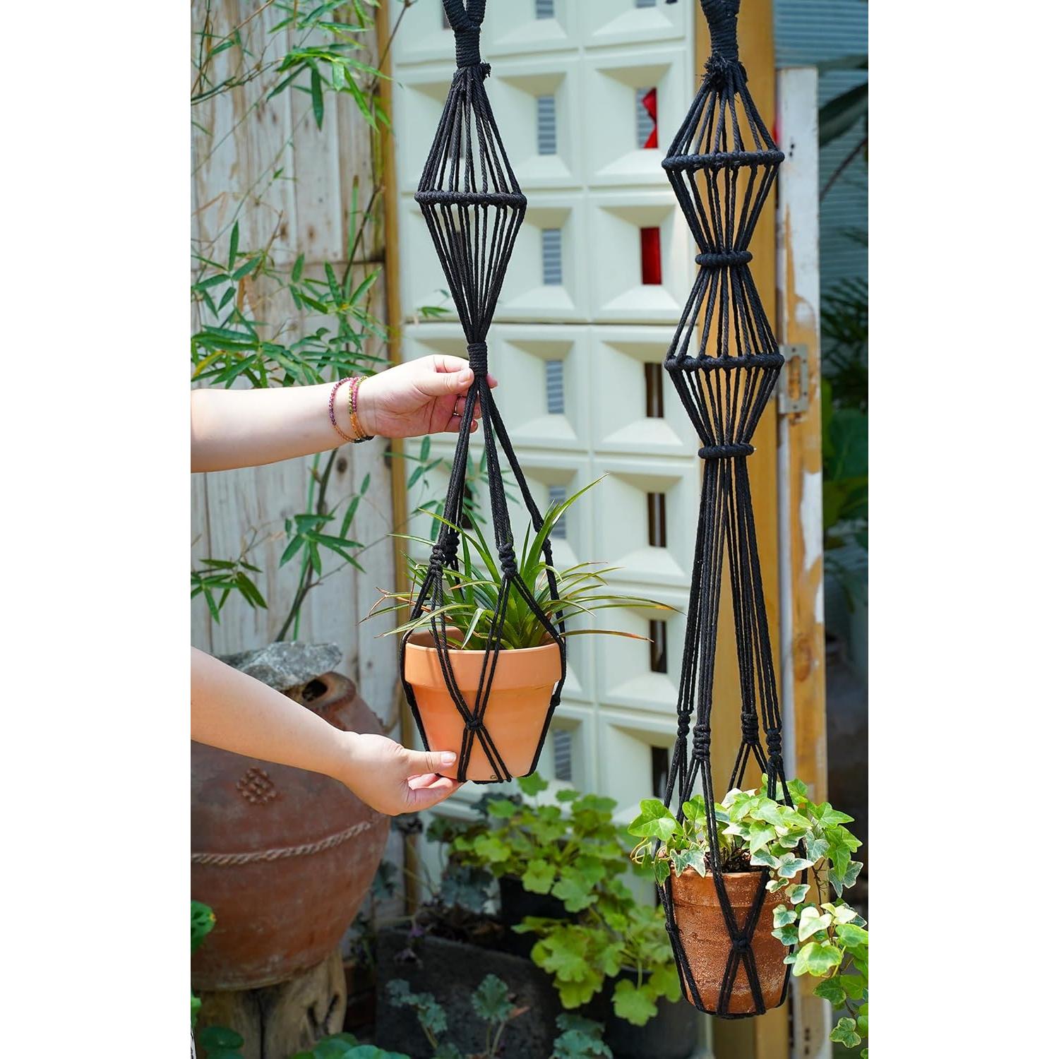 Soporte de Plantas de Macramé XINBOR 2 Pcs Colgante 88.9 cm
