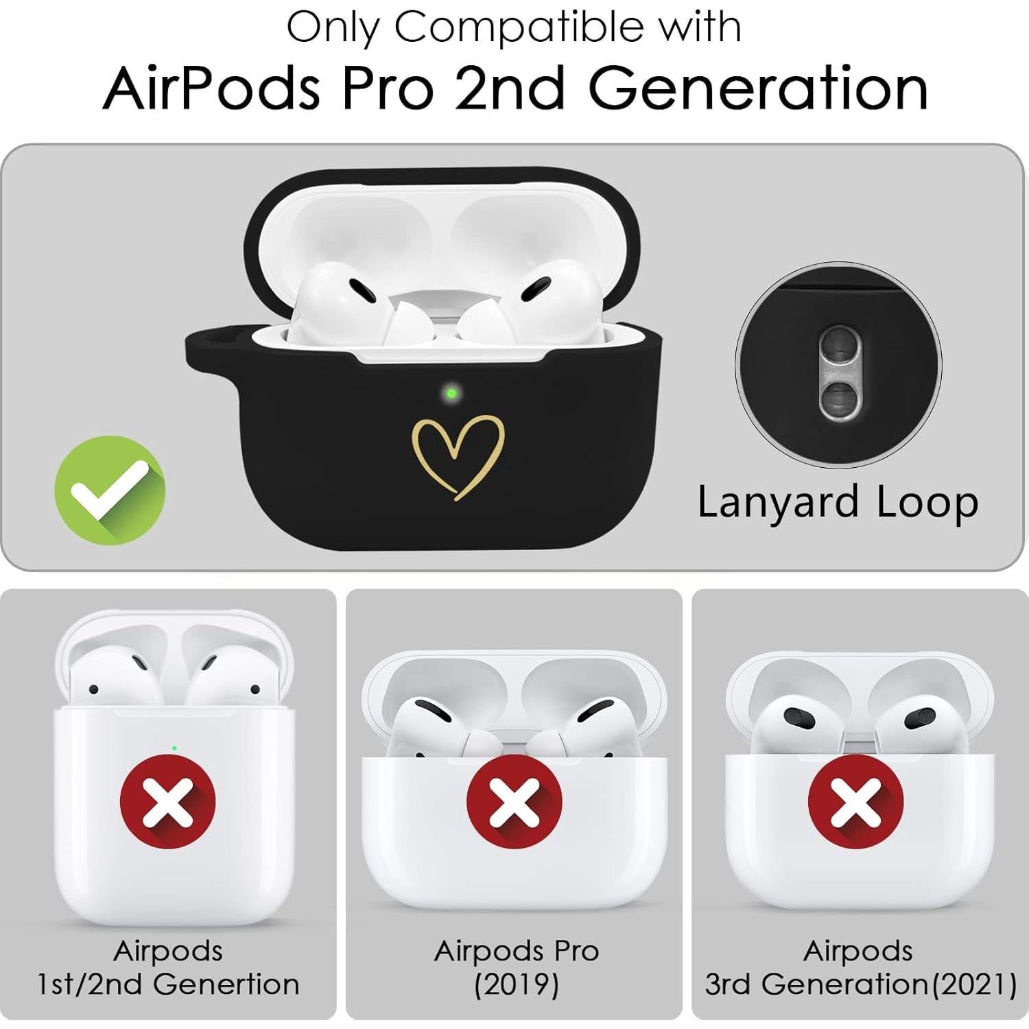 Funda de Silicona para AirPods Pro 2 AIIEKZ con Llavero
