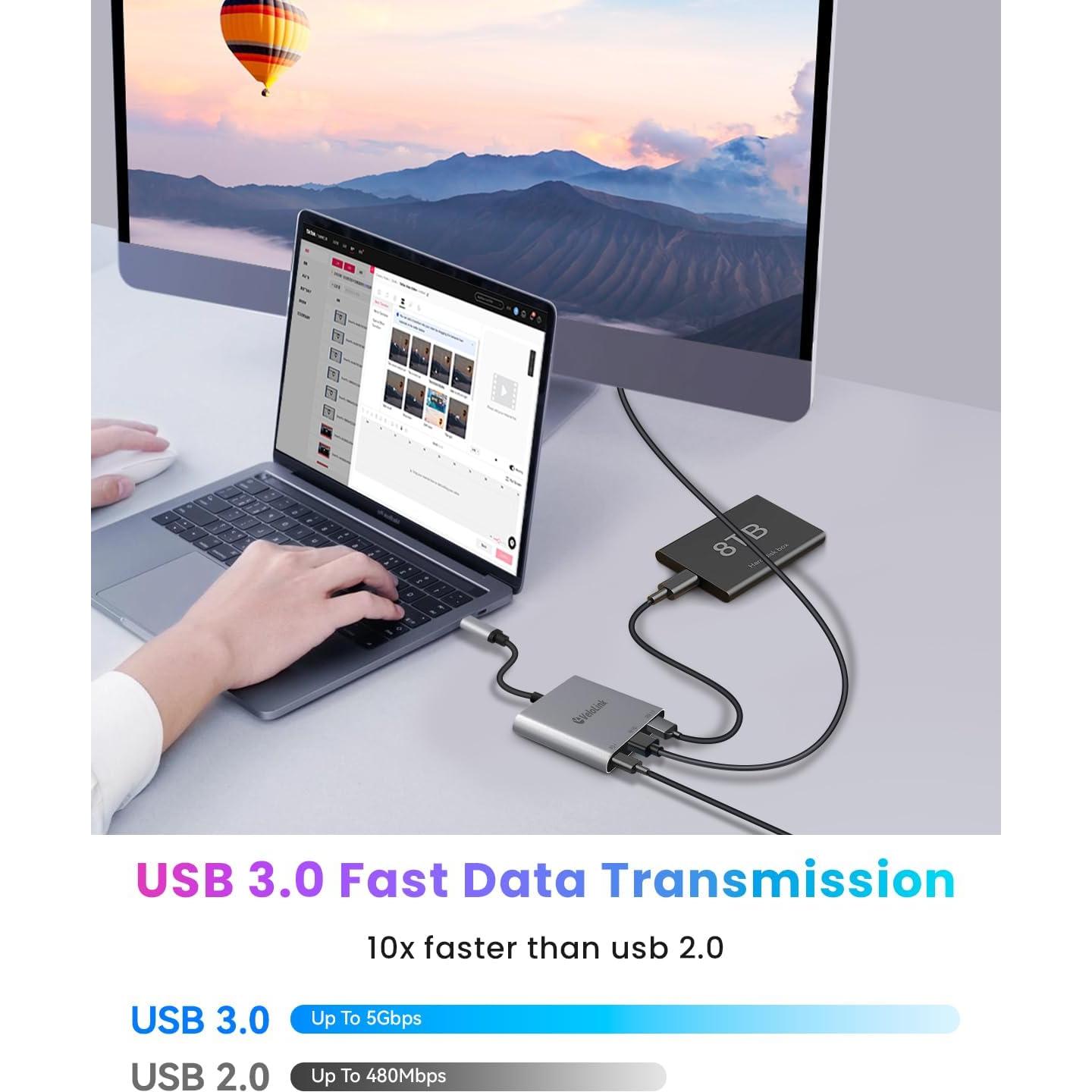 Adaptador USB-C a HDMI 4K 30Hz VELOLINK con Carga PD
