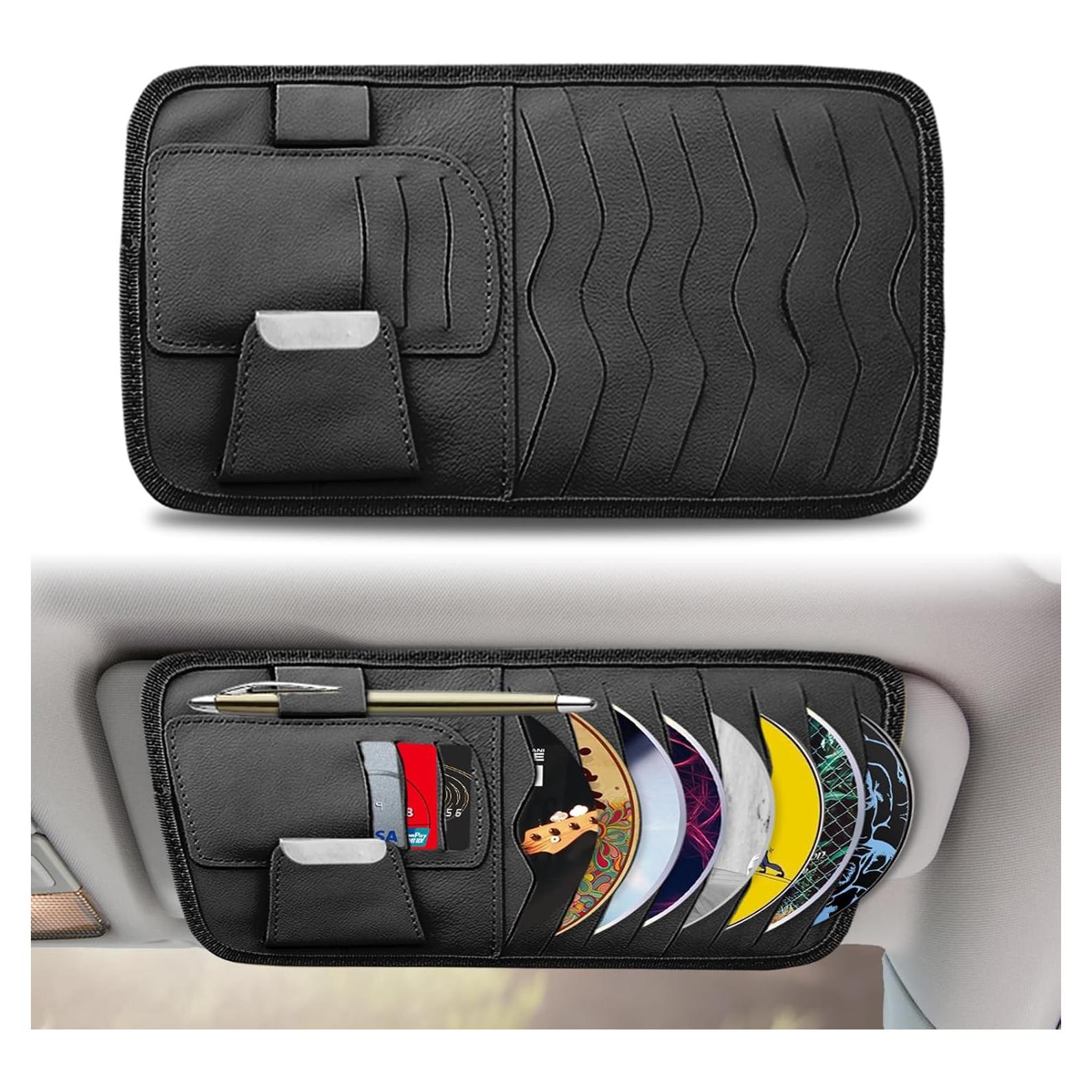 Organizador de Visera de Coche RBOKO con Soporte para Gafas y CD