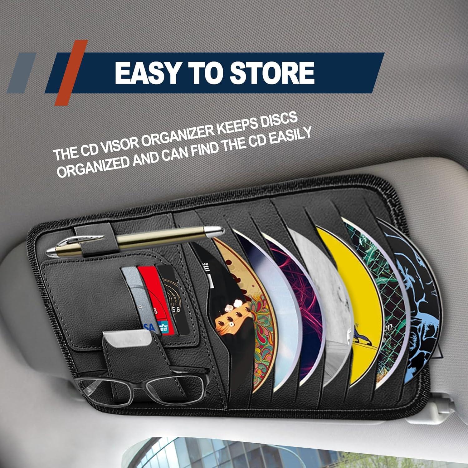 Organizador de Visera de Coche RBOKO con Soporte para Gafas y CD
