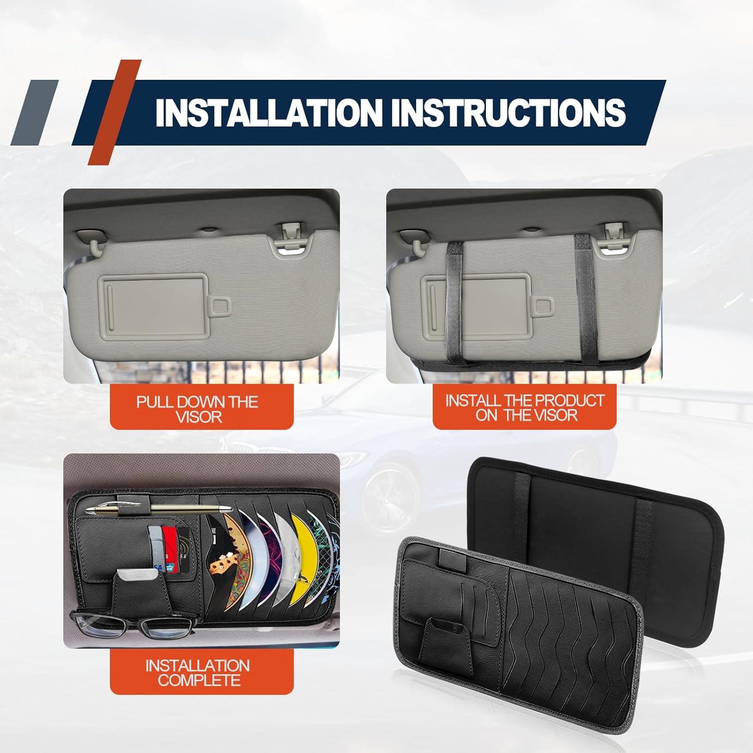 Organizador de Visera de Coche RBOKO con Soporte para Gafas y CD