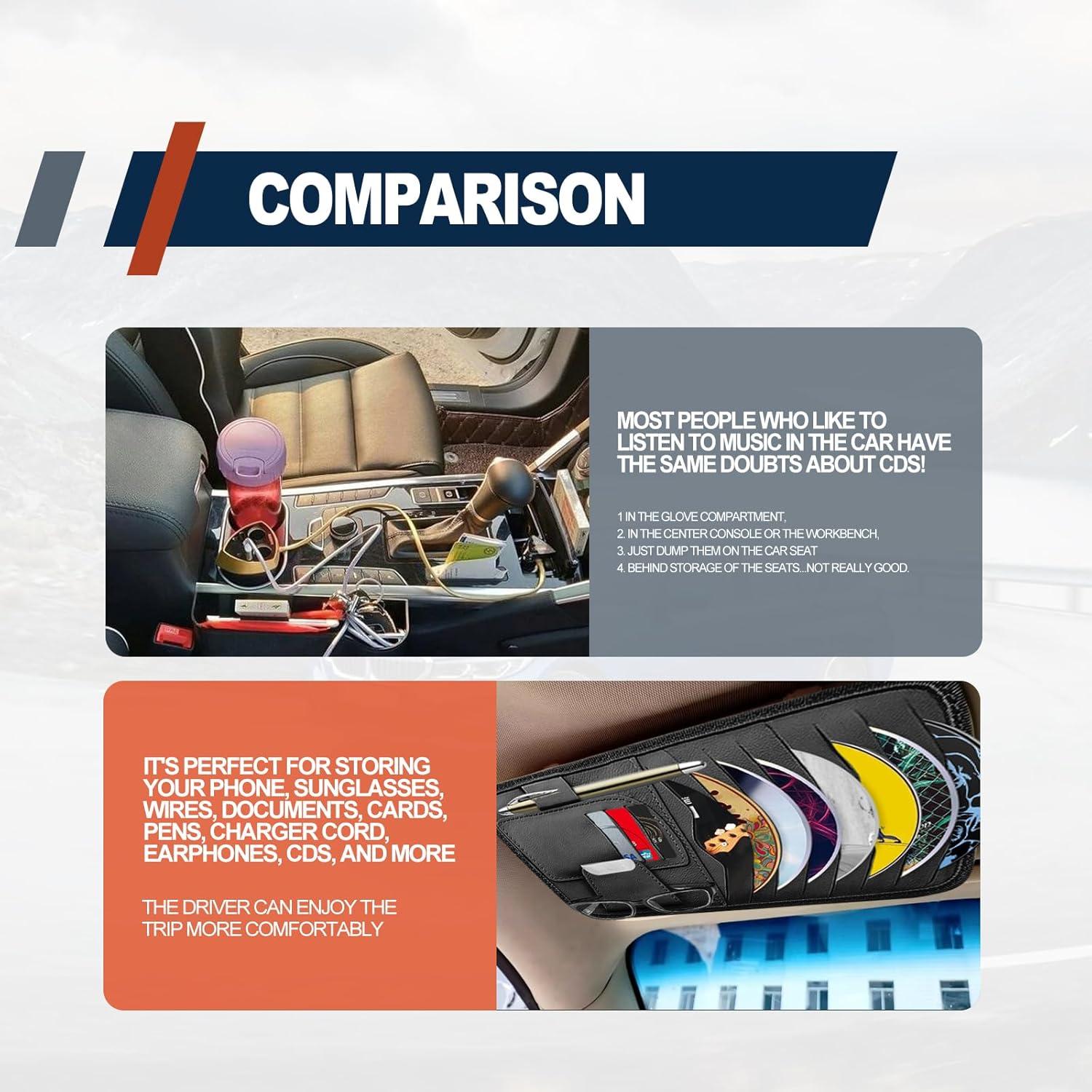 Organizador de Visera de Coche RBOKO con Soporte para Gafas y CD