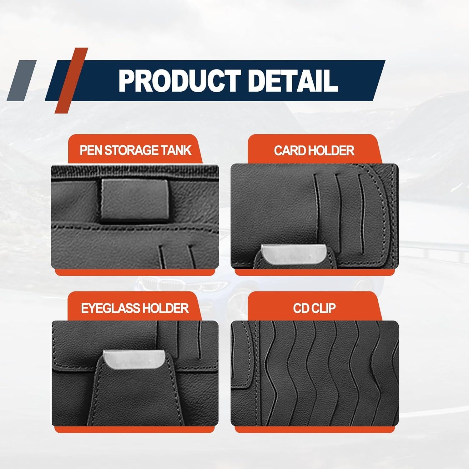 Organizador de Visera de Coche RBOKO con Soporte para Gafas y CD