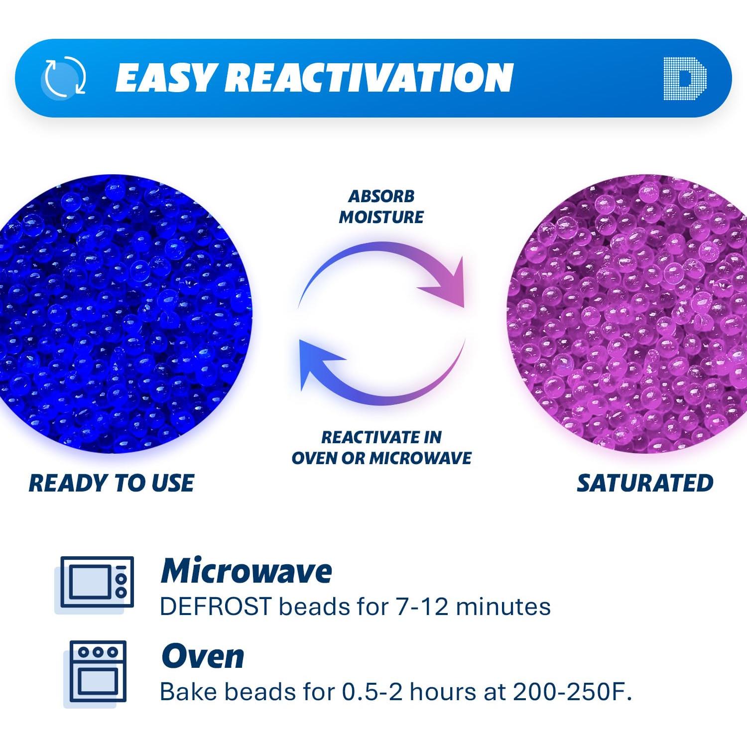 Gel de Sílice Indicador Azul Reutilizable 0.91 kg - Perlas 3-5 mm