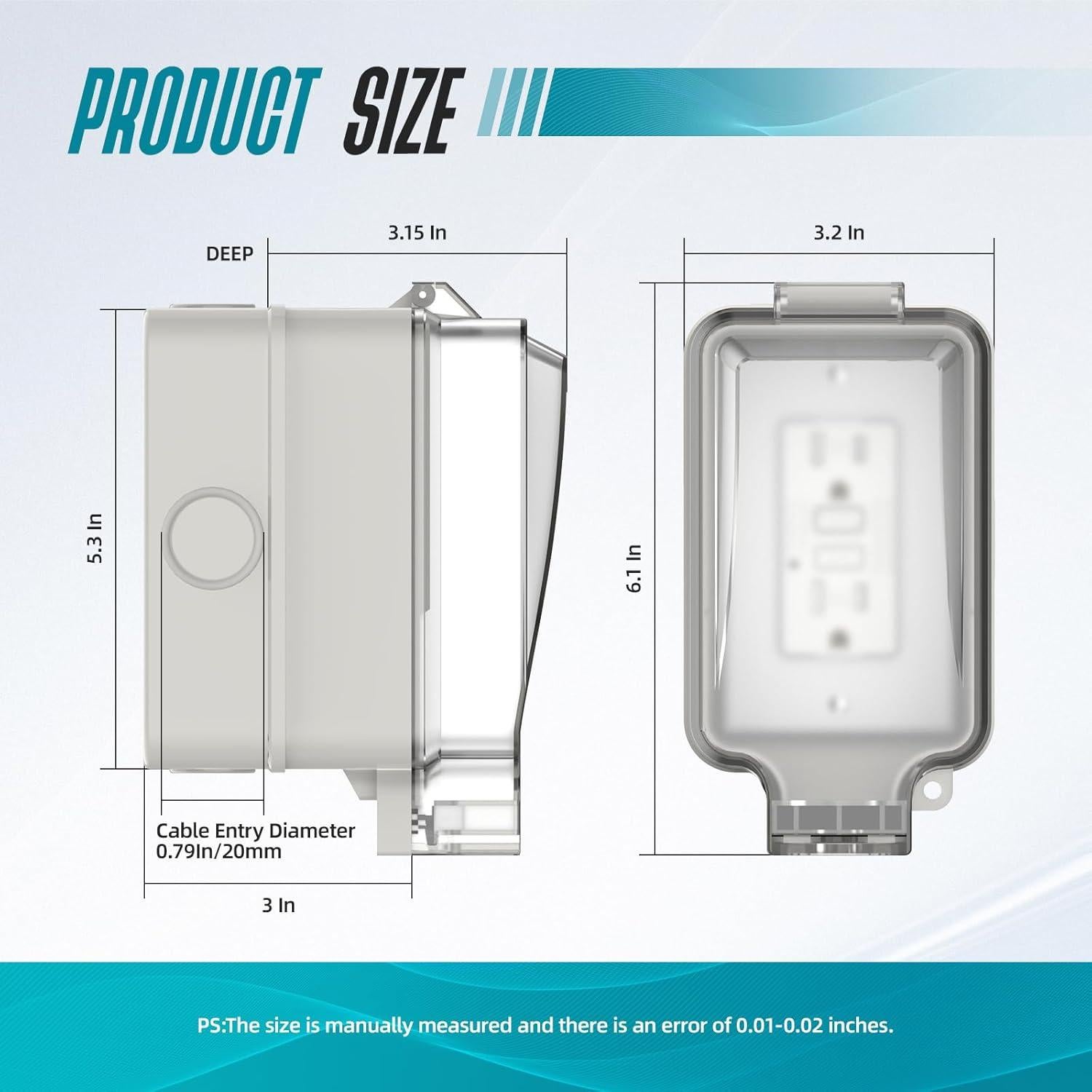 Caja de Salida Eléctrica Exterior GFCI 15A Hilictokt IP66