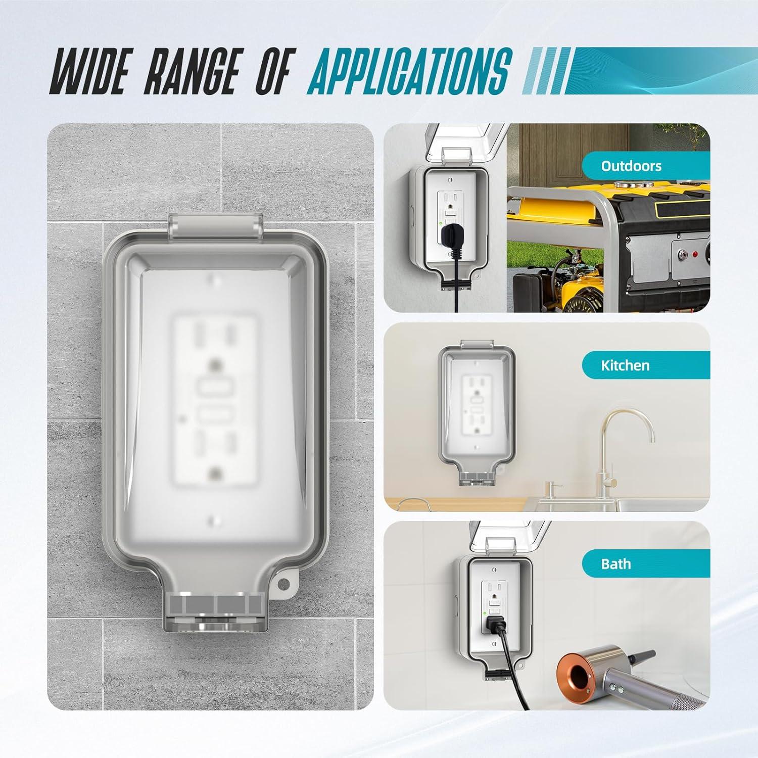 Caja de Salida Eléctrica Exterior GFCI 15A Hilictokt IP66