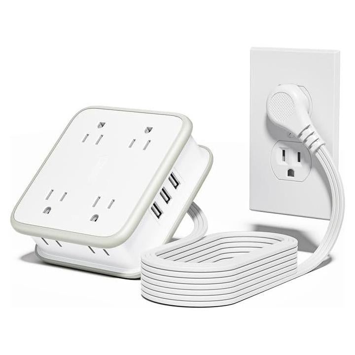 Regleta de Enchufes NTONPOWER 8 Salidas 3 USB 1.83m Blanco