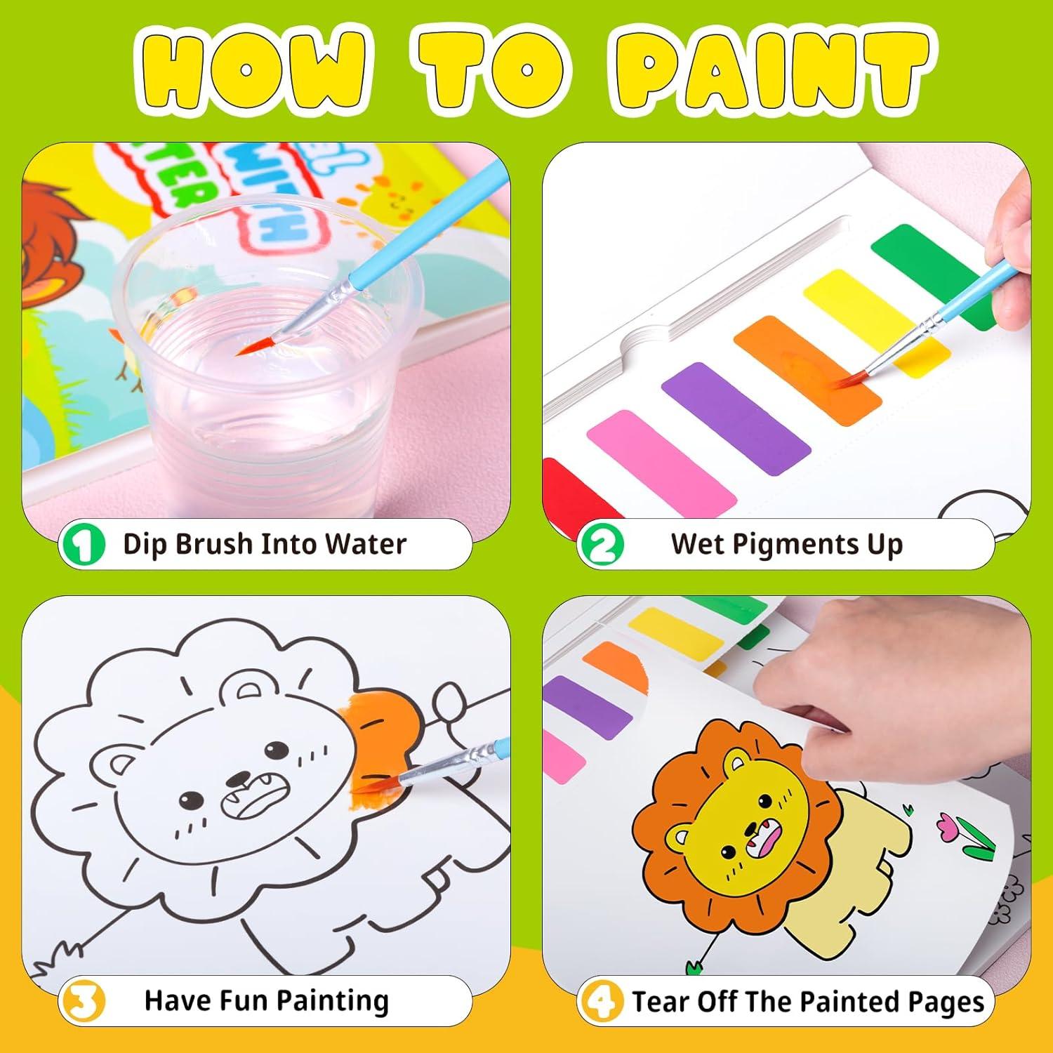 Libro para Pintar con Agua Fenmay - Acuarela para Niños 3-8 Años