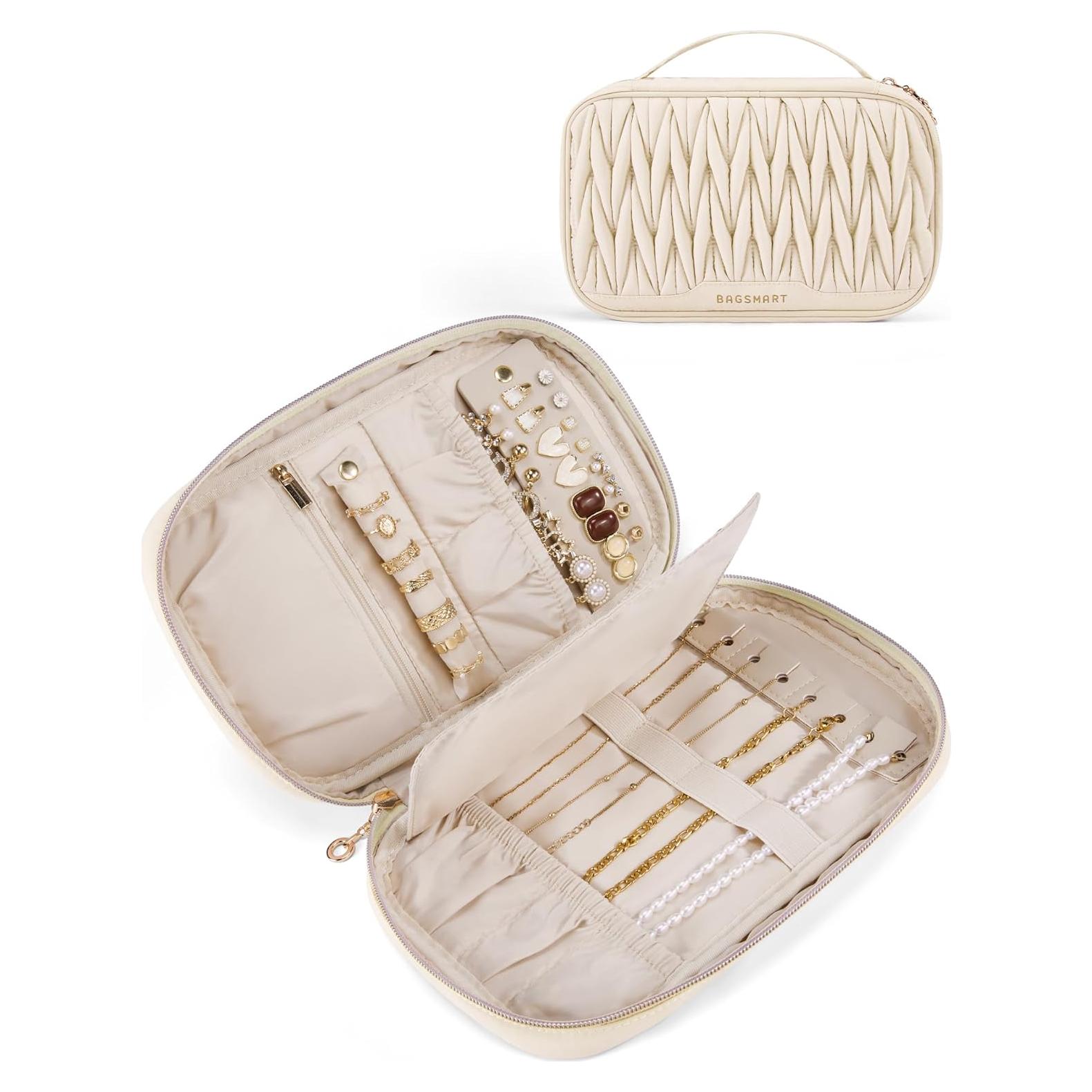 Estuche de Viaje para Joyería BAGSMART Beige 12 Compartimentos