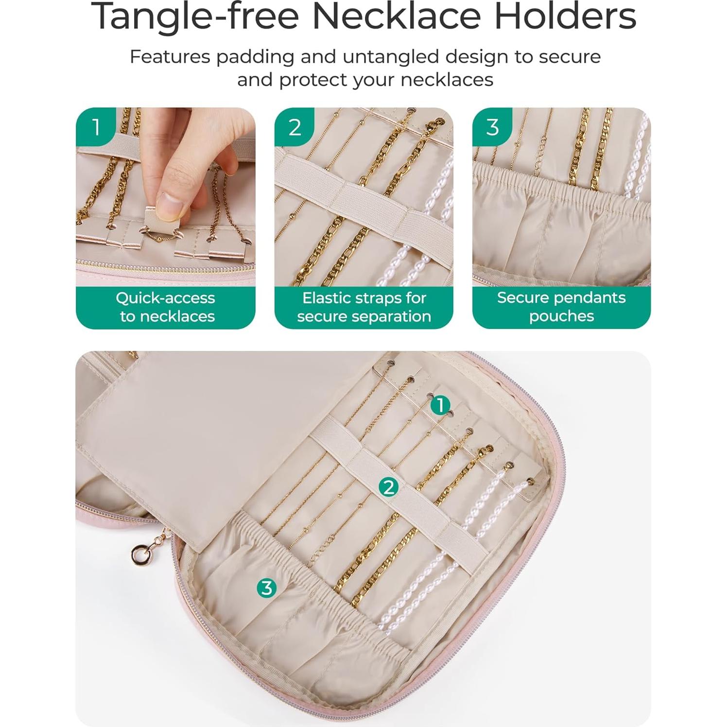 Estuche de Viaje para Joyería BAGSMART Beige 12 Compartimentos