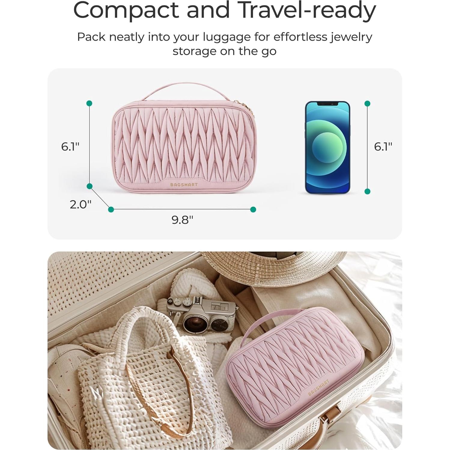 Estuche de Viaje para Joyería BAGSMART Beige 12 Compartimentos