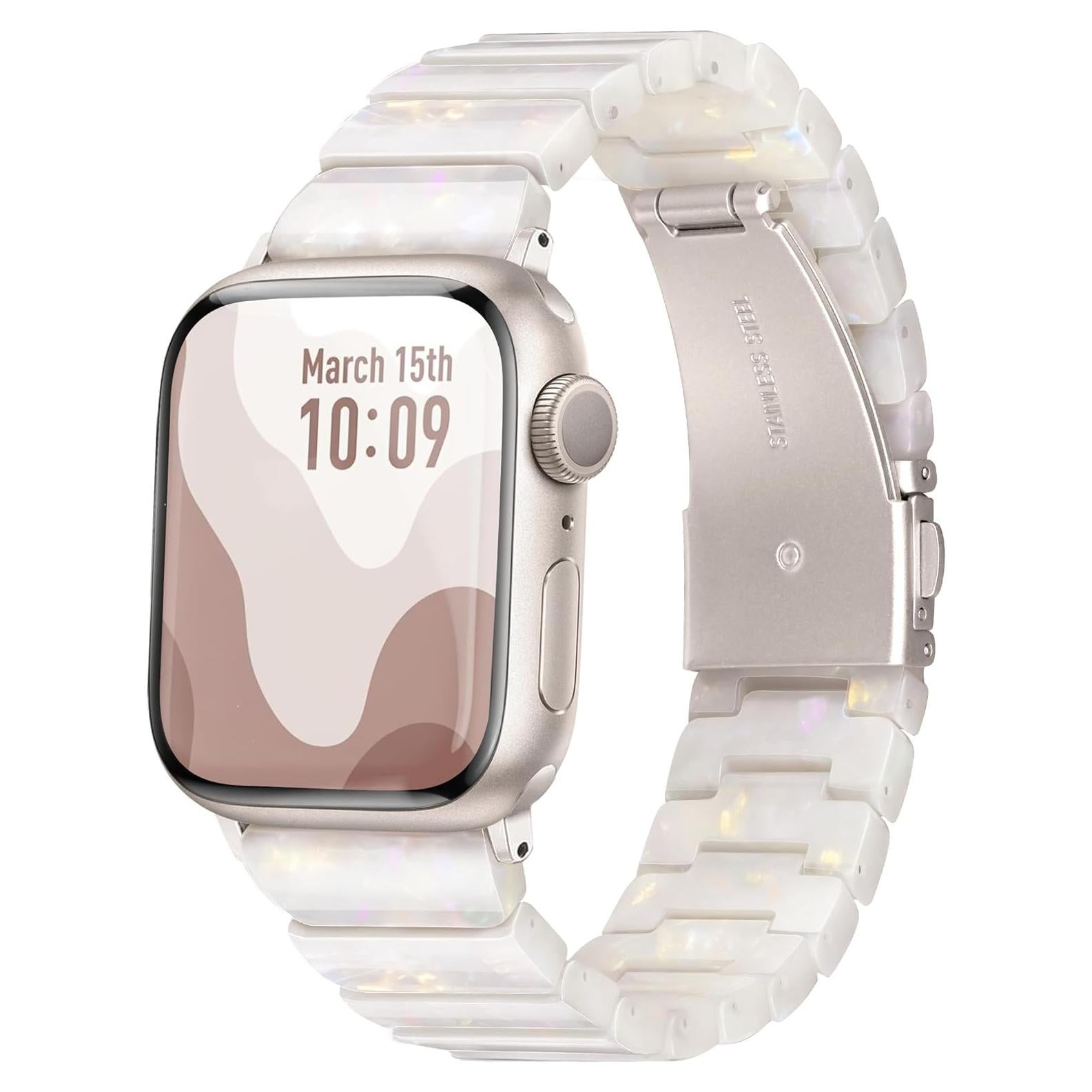 Banda de Resina para Apple Watch 42mm 41mm 40mm 38mm - Blanco Crema