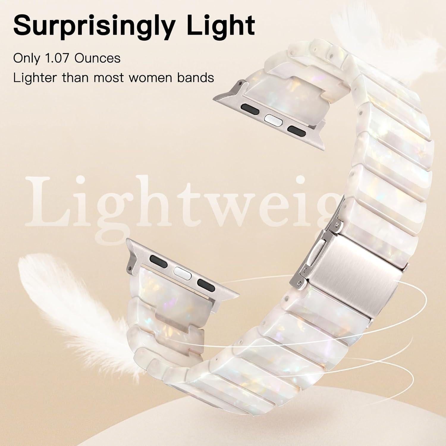 Banda de Resina para Apple Watch 42mm 41mm 40mm 38mm - Blanco Crema