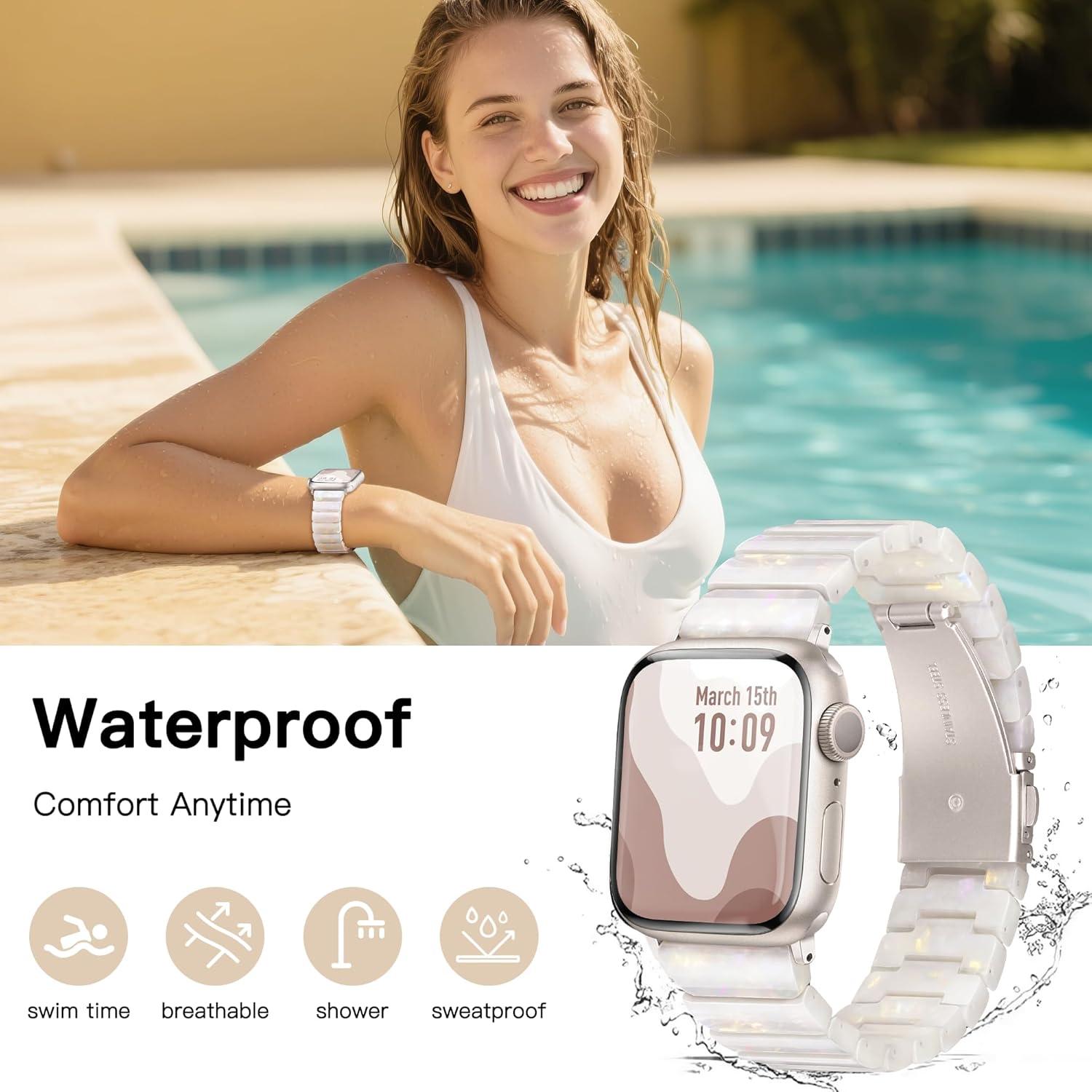 Banda de Resina para Apple Watch 42mm 41mm 40mm 38mm - Blanco Crema