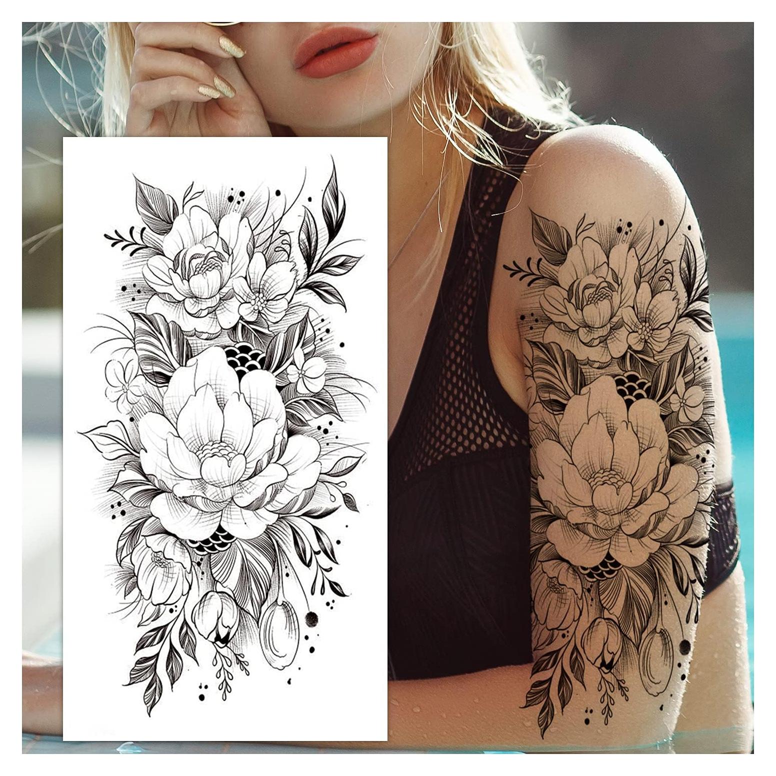 Tatuajes Temporales Cerlaza 3D Flores y Mariposas - 12 Hojas