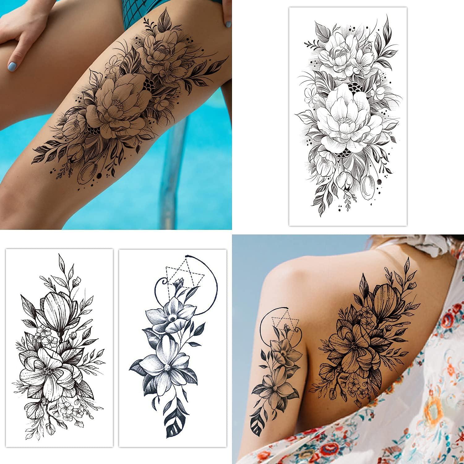 Tatuajes Temporales Cerlaza 3D Flores y Mariposas - 12 Hojas