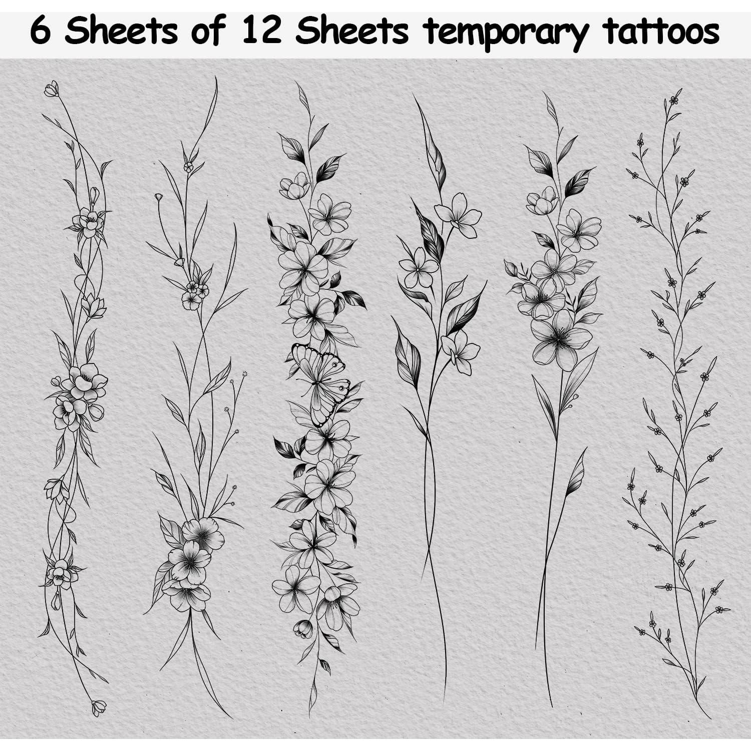 Tatuajes Temporales Cerlaza para Mujeres y Niñas - 12 Hojas