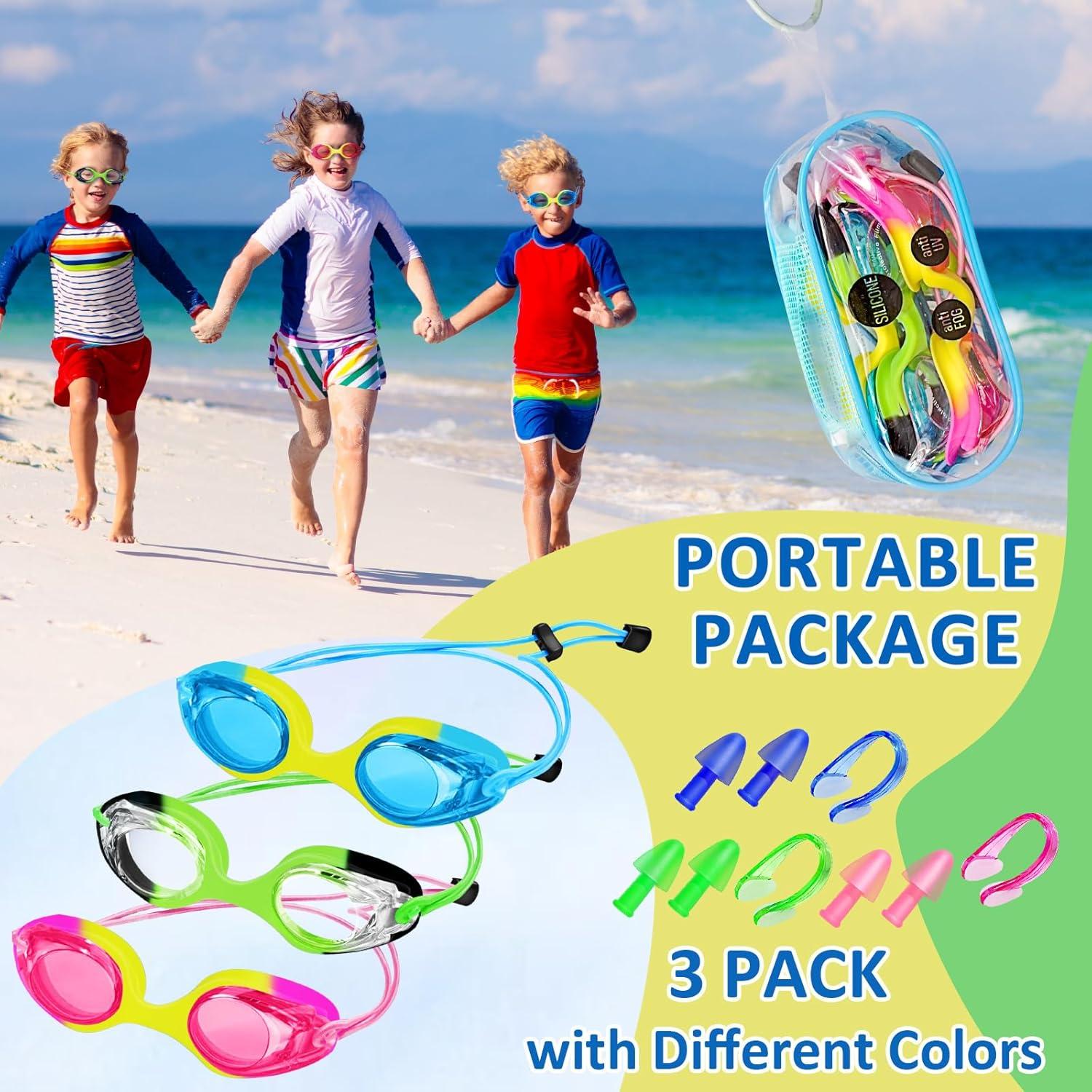 Gafas de natación XDX para niños - Paquete de 3, antiempañante