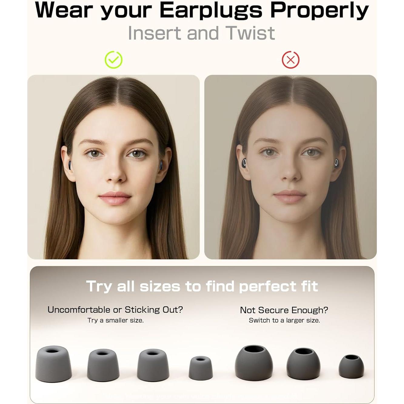 Tapones para Oídos Selouj con Reducción de Ruido 45dB