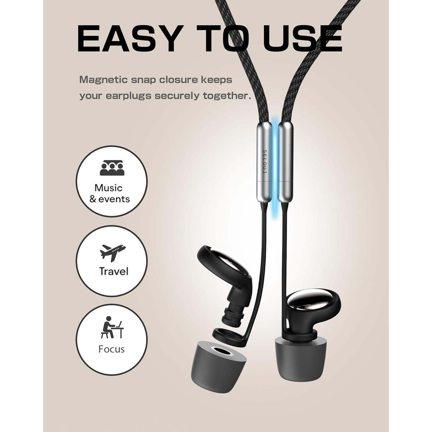 Tapones para Oídos Selouj con Reducción de Ruido 45dB