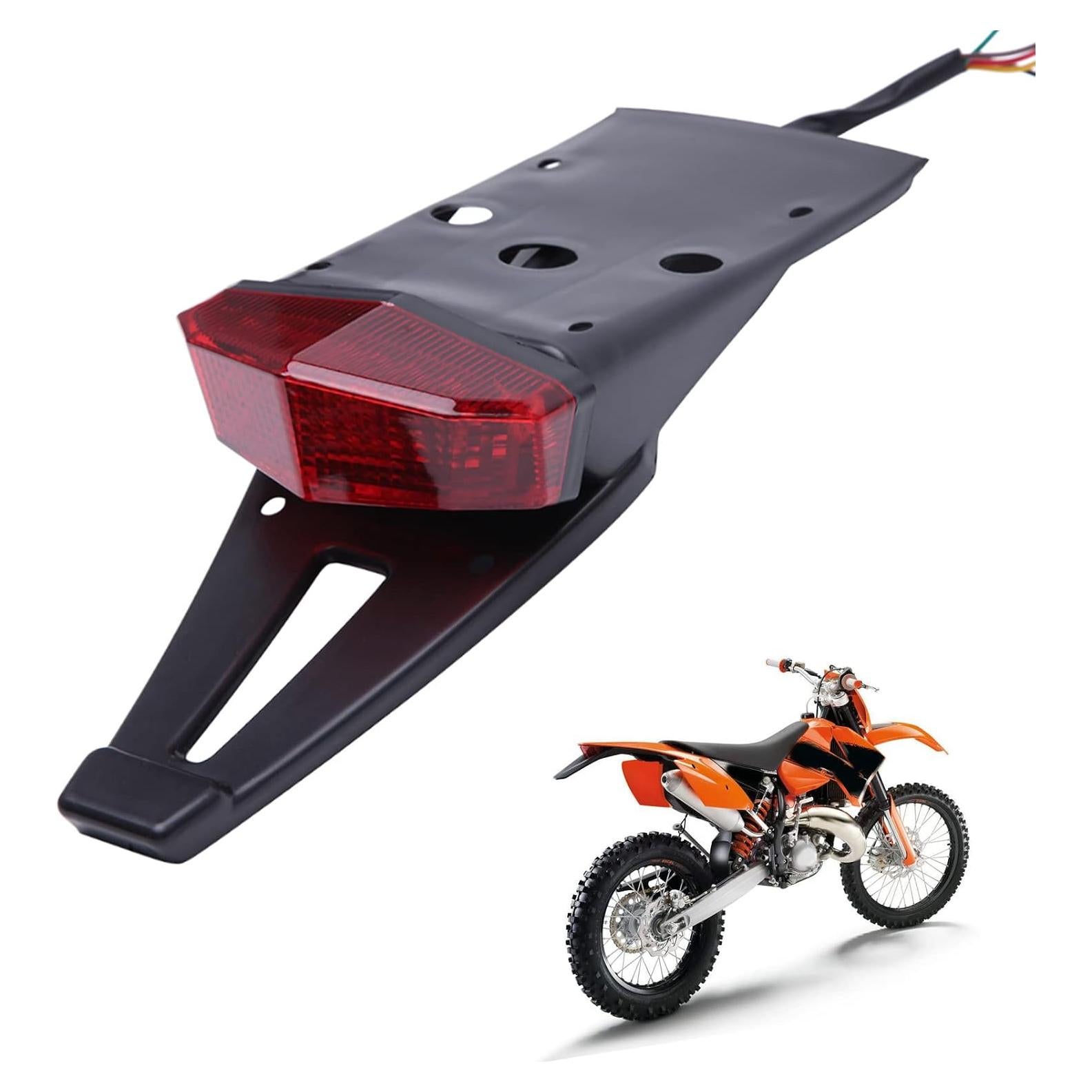 Rear Fender Mount Red LED Tail Light Brake Lamp Turn Signals License Plate Stop Light for Custom Off-Road Motorcycle Dirt Bike