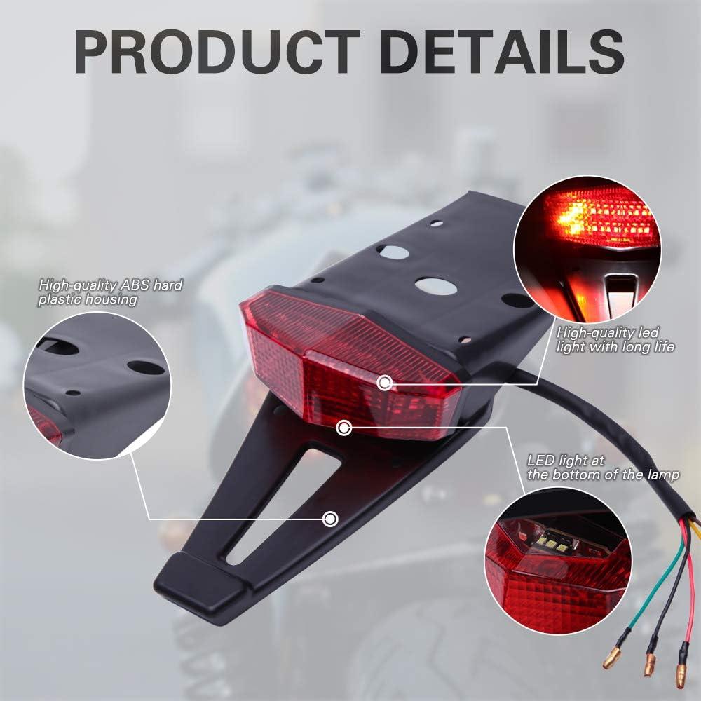Rear Fender Mount Red LED Tail Light Brake Lamp Turn Signals License Plate Stop Light for Custom Off-Road Motorcycle Dirt Bike