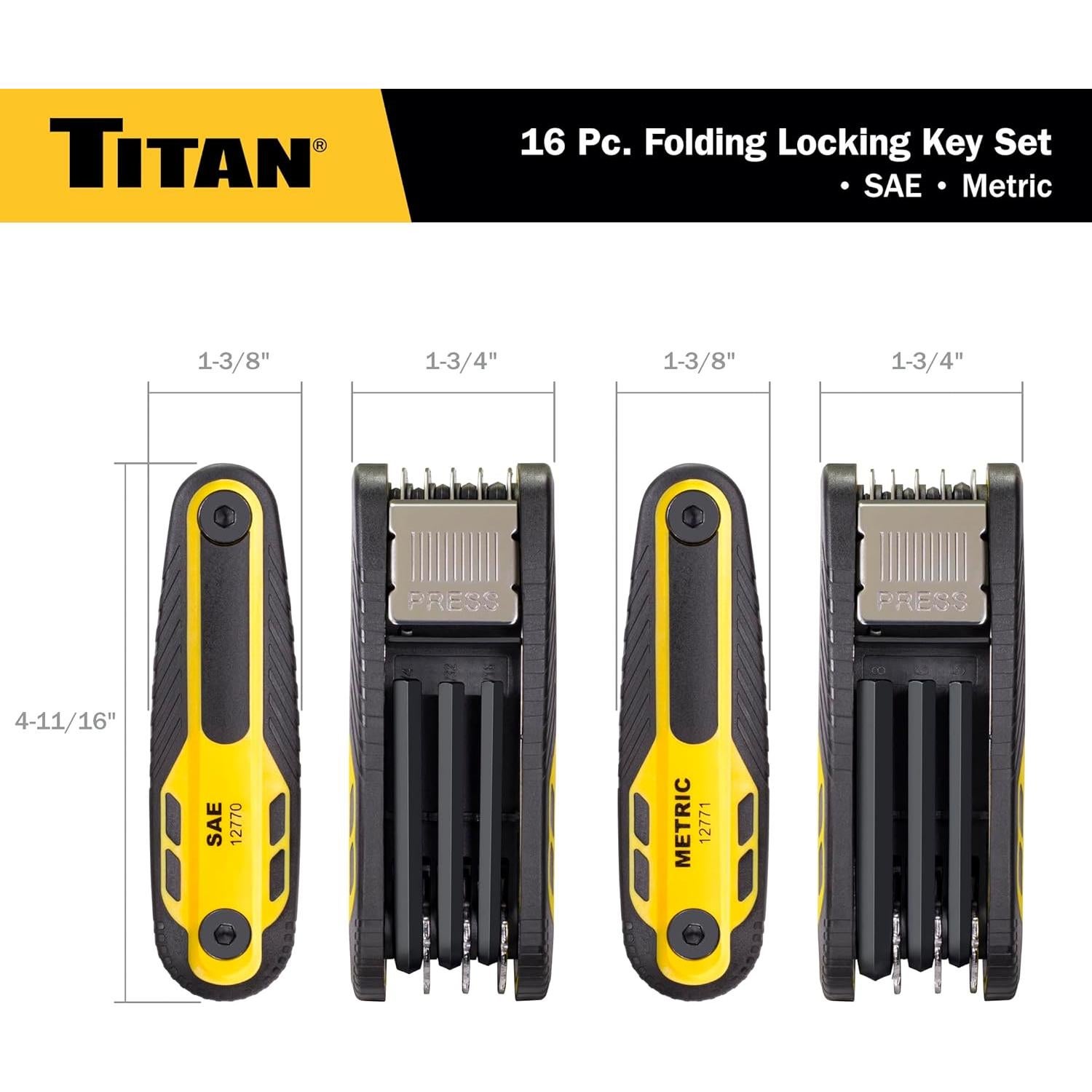 Juego de Llaves Hexagonales Plegables Titan 12774 16 Piezas
