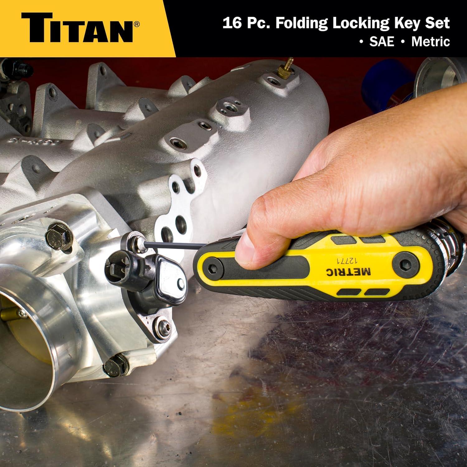 Juego de Llaves Hexagonales Plegables Titan 12774 16 Piezas