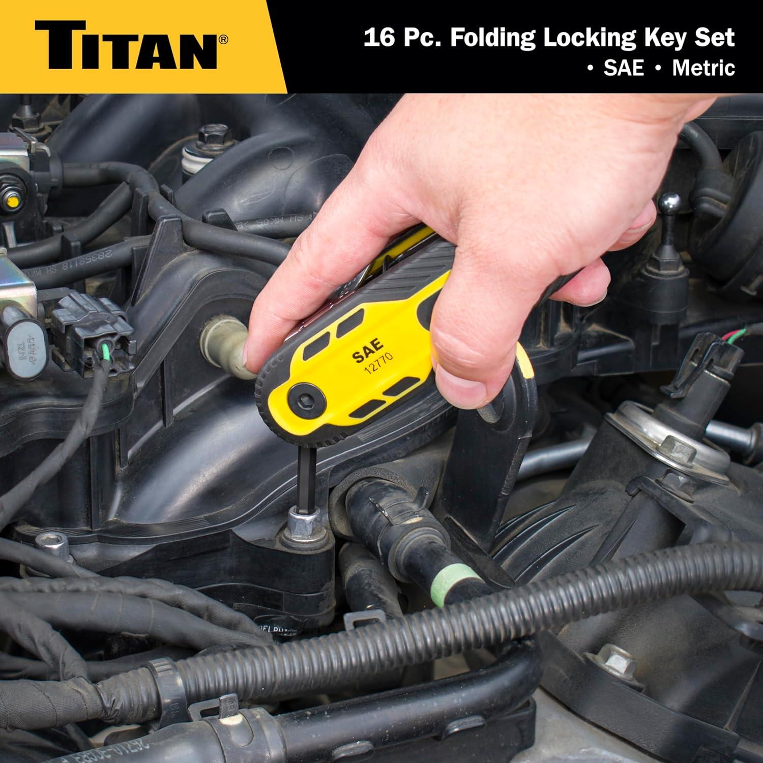 Juego de Llaves Hexagonales Plegables Titan 12774 16 Piezas