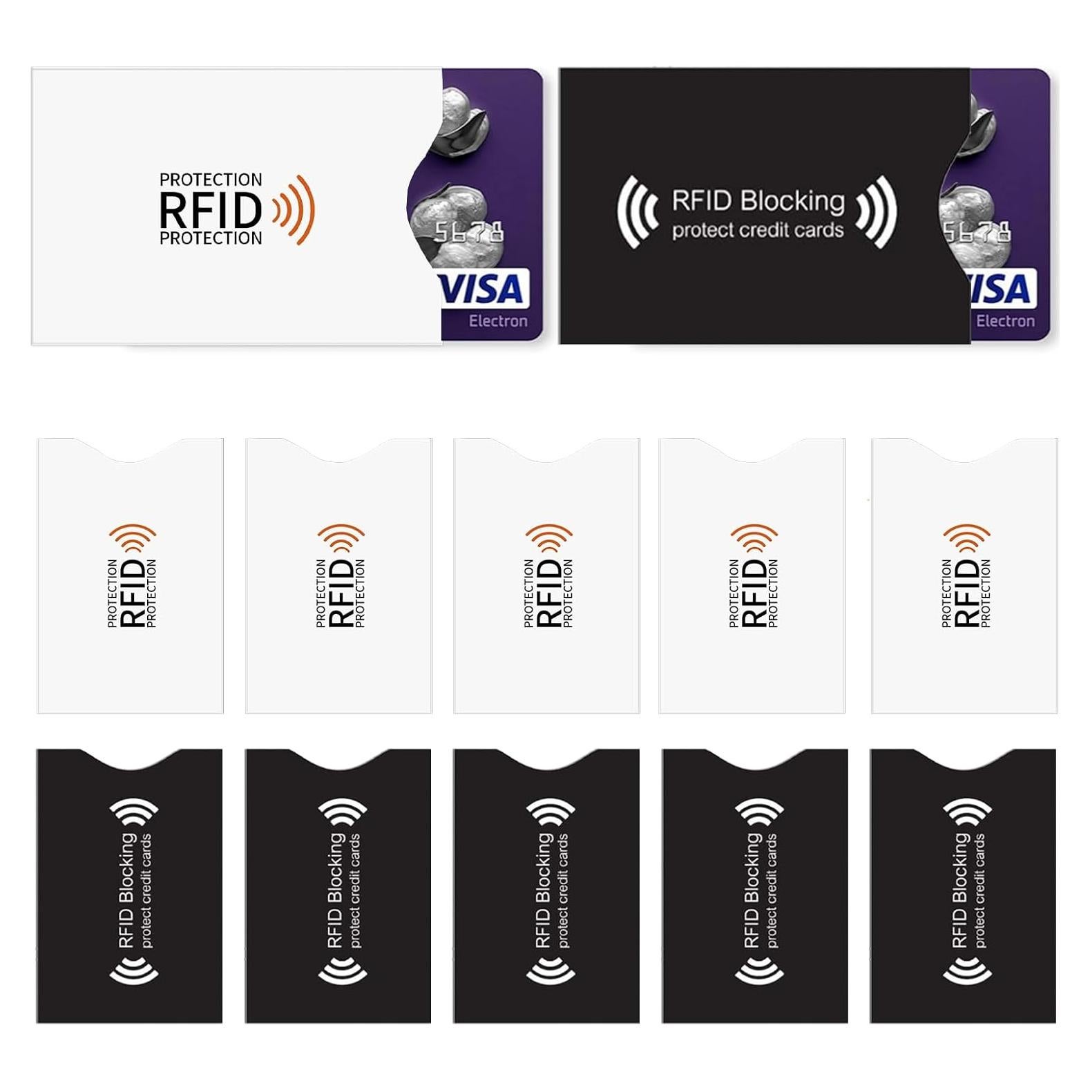 10 Fundas Bloqueadoras RFID RWSEFK para Tarjetas de Crédito y Débito