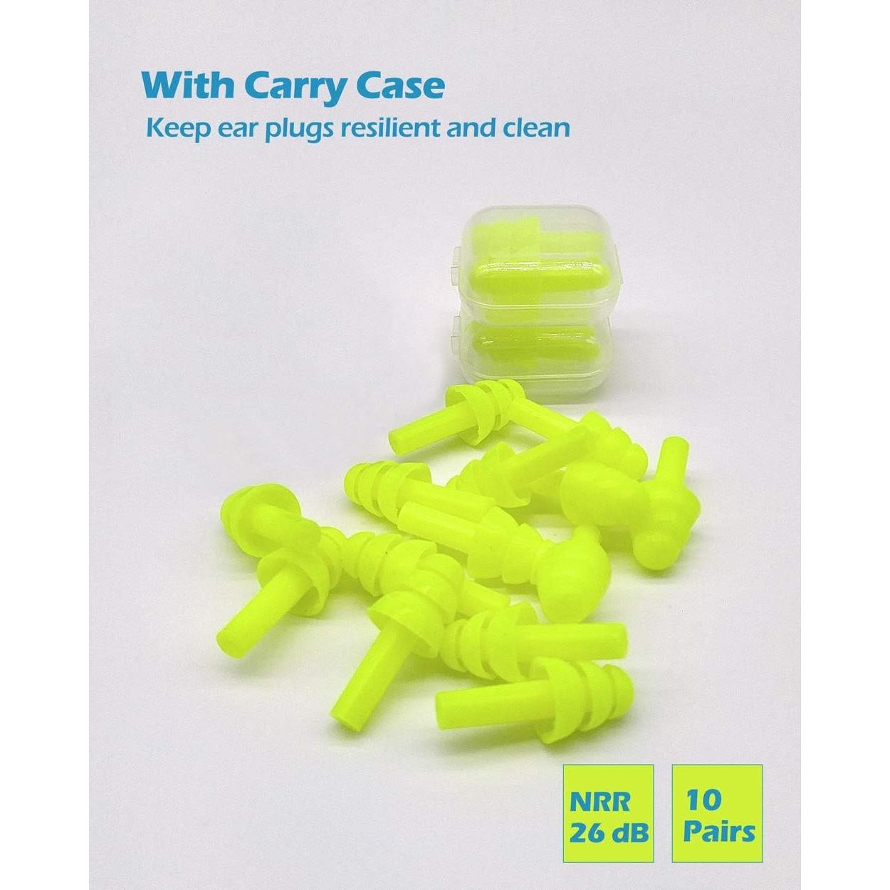 10 Pares de Tapones para Oídos BUYBUYGO Silicona Suave Hipoalergénicos