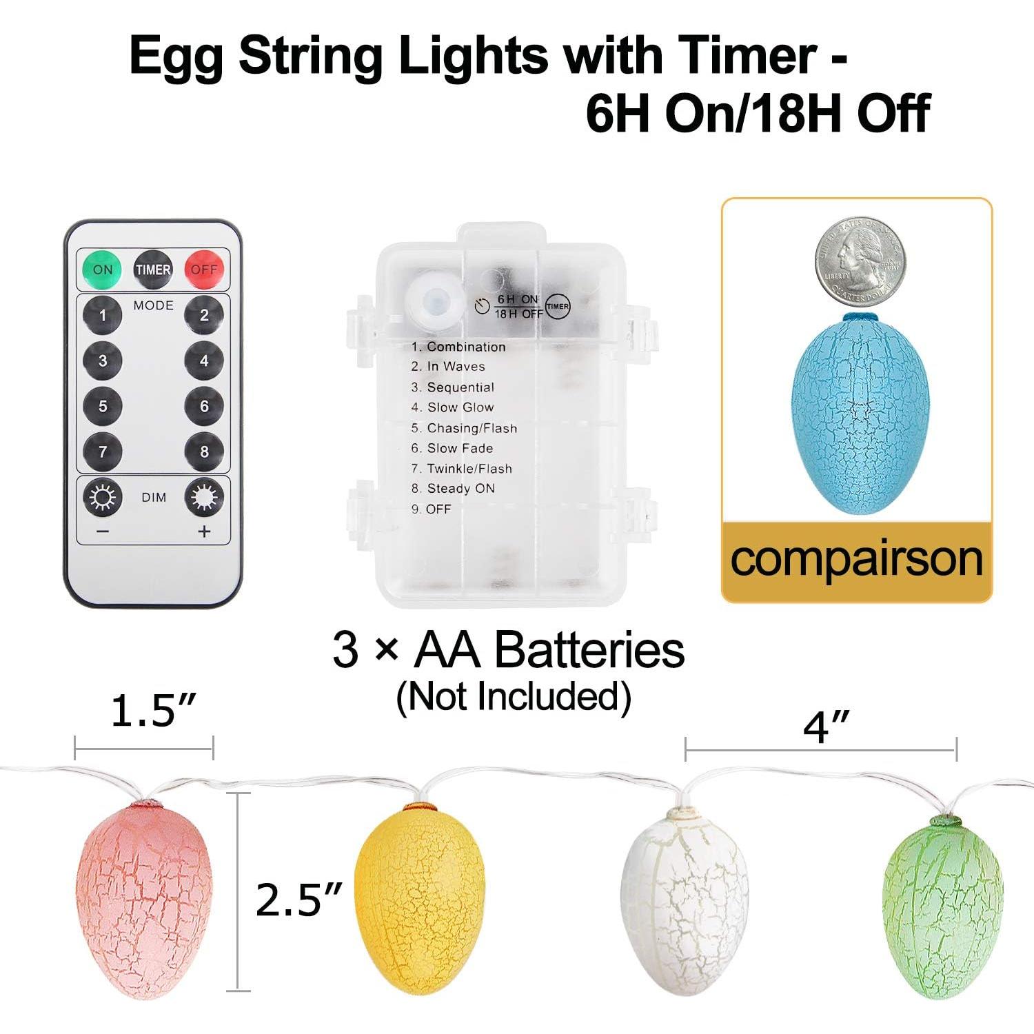 Luces de Cuerda LED Decorativas de Pascua C APPOK 1.98m 20 LEDs