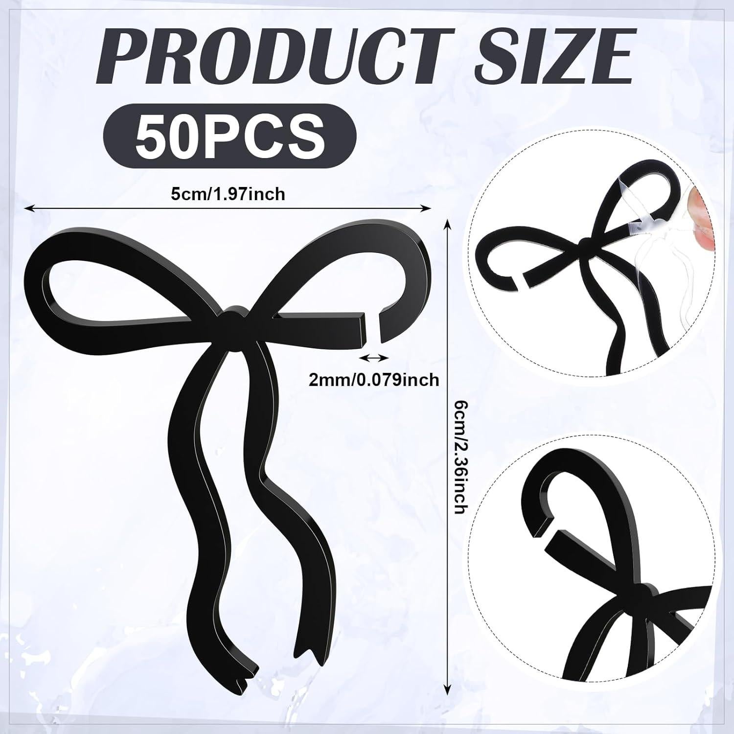 24 Etiquetas de Bebida con Lazos Negros Acrílicos para Fiestas