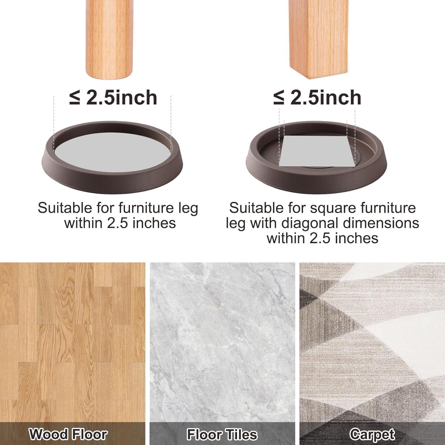 8 Almohadillas Antideslizantes para Muebles Pinsit 6.4cm Marrón