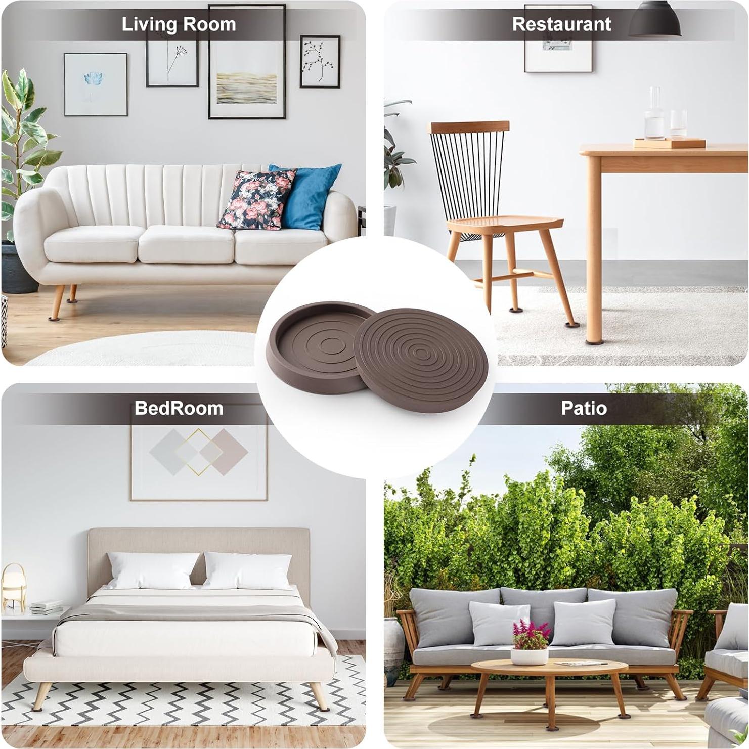 8 Almohadillas Antideslizantes para Muebles Pinsit 6.4cm Marrón