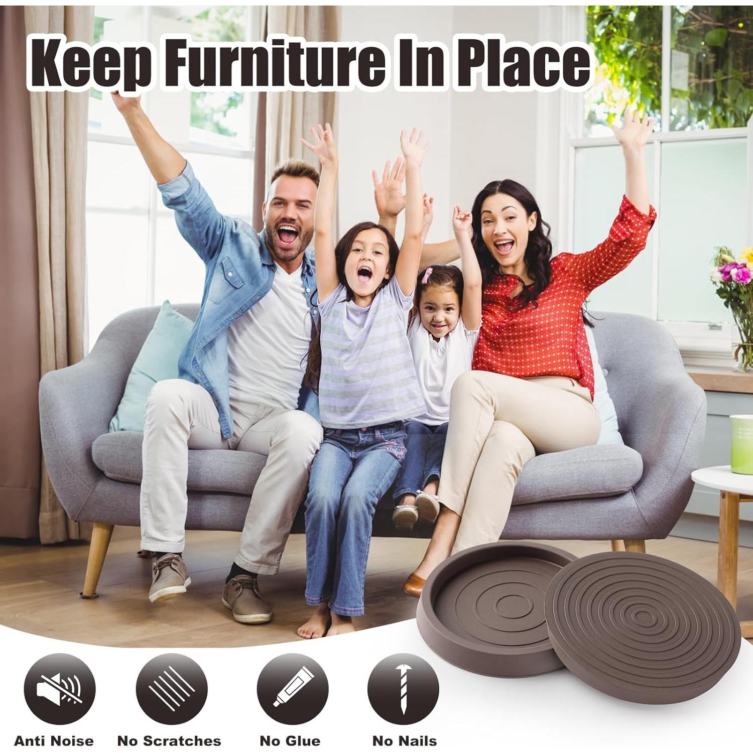 8 Almohadillas Antideslizantes para Muebles Pinsit 6.4cm Marrón