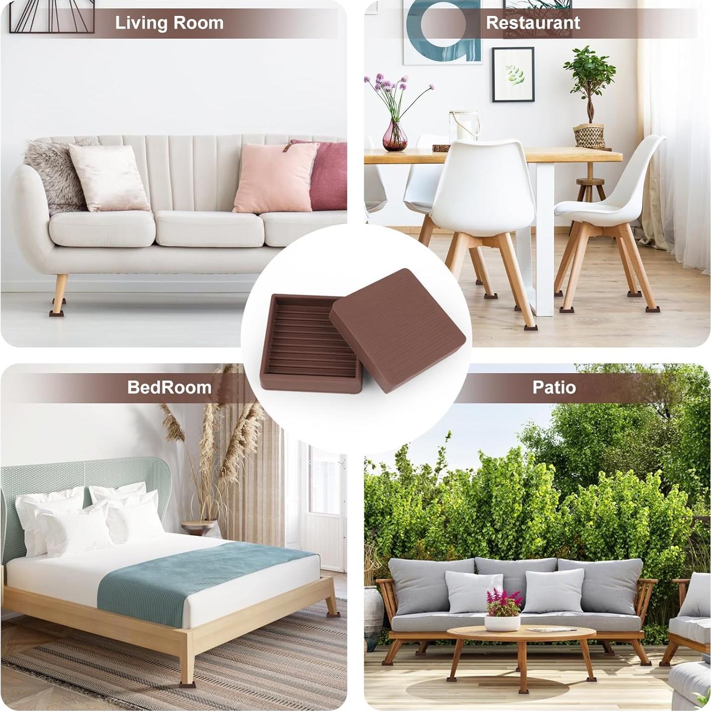 8 Piezas Almohadillas Antideslizantes Goma 5.1cm Marrón Pinsit