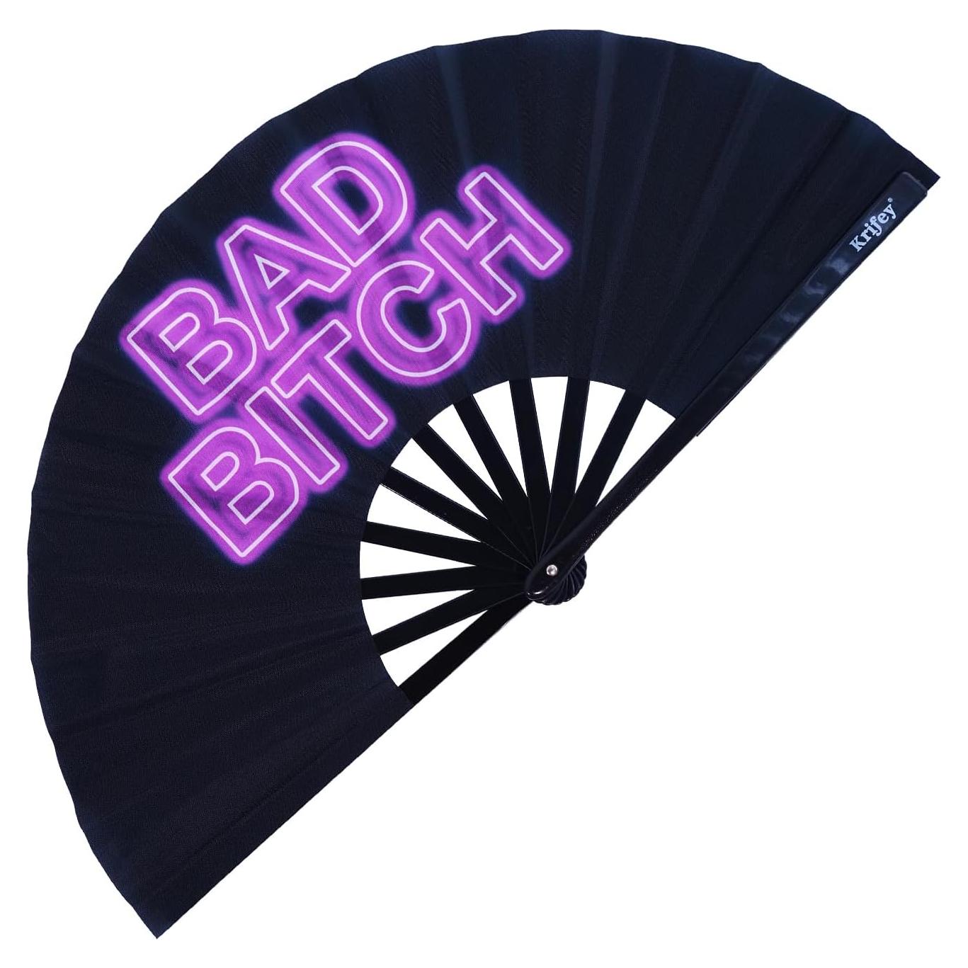 Abanico Plegable Krifey UV Glow 64cm para Rave y Fiesta