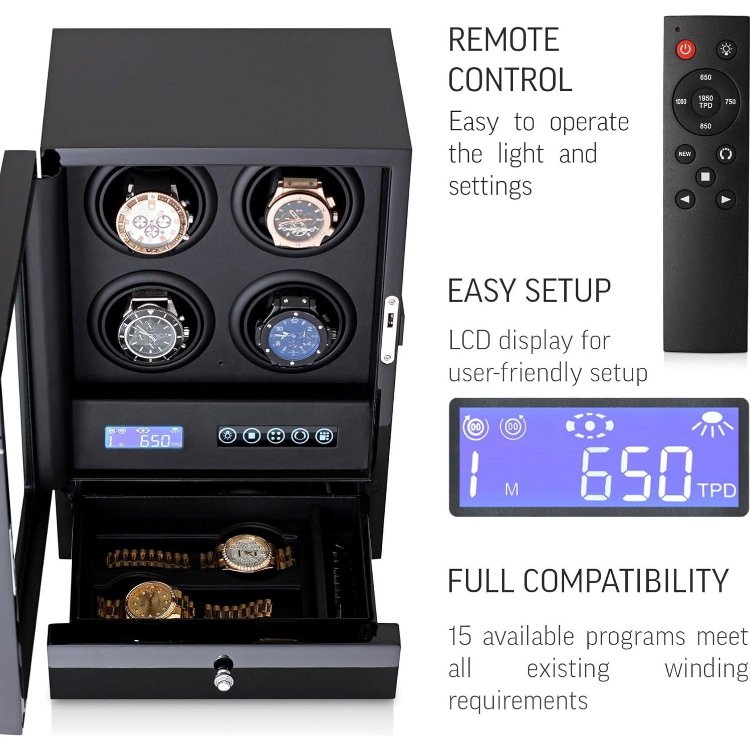 Enrollador de Reloj Automático Leader S204 con Luz LED y Control Táctil