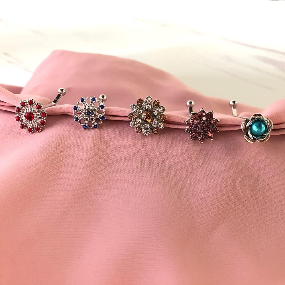 12 Clips de Bufanda con Rhinestones y Perlas - Accesorios Hijab