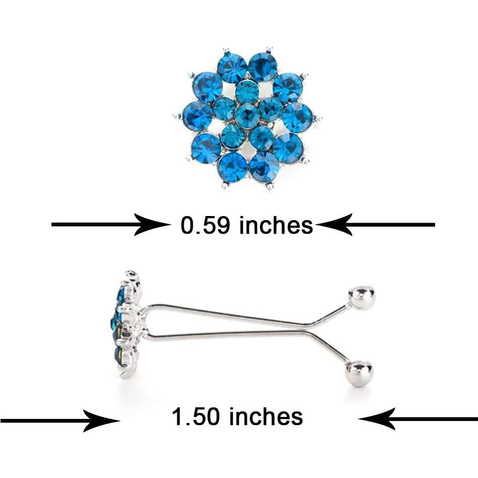 12 Clips de Bufanda con Rhinestones y Perlas - Accesorios Hijab