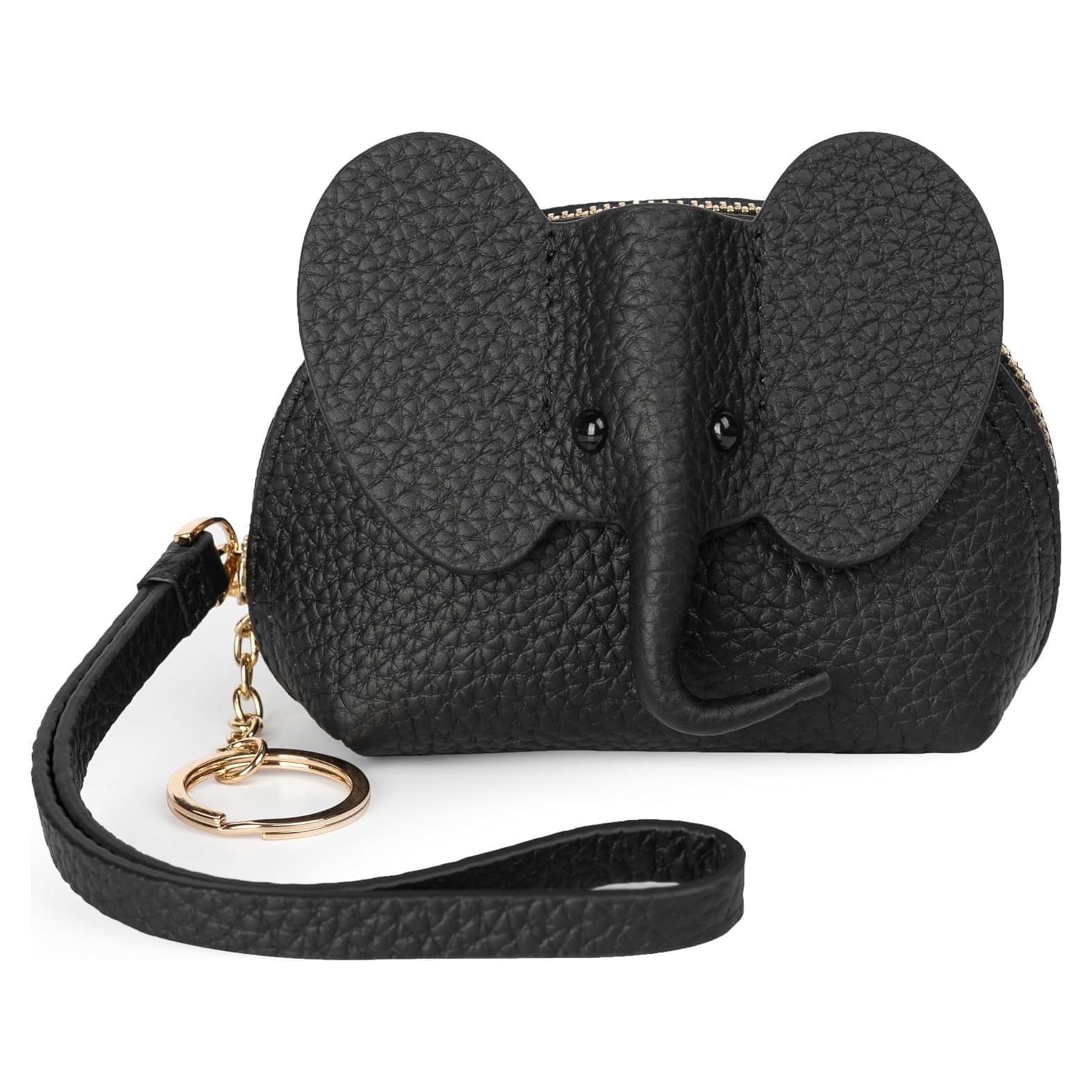 Monedero de cuero para mujeres DS873 - Elefante negro