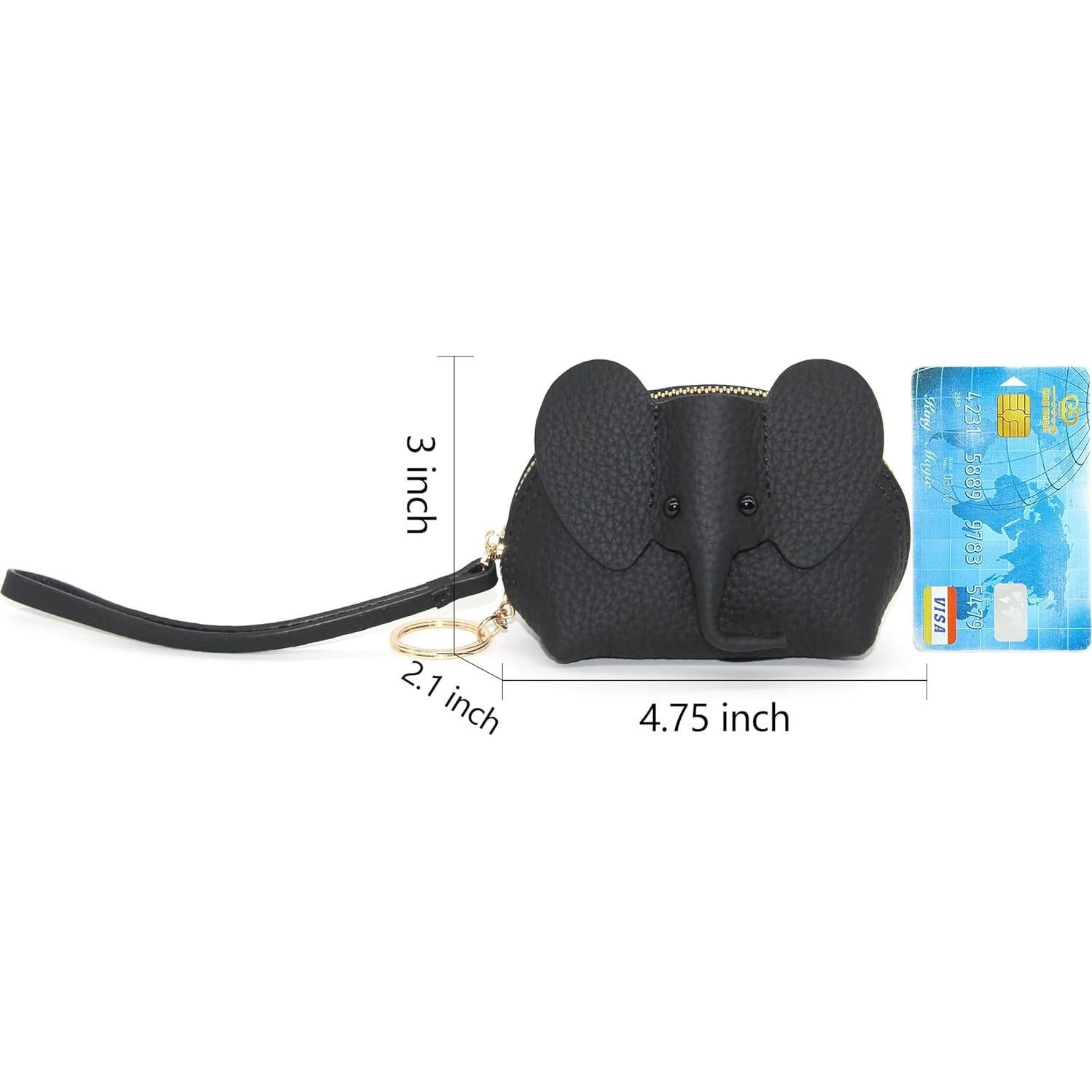 Monedero de cuero para mujeres DS873 - Elefante negro